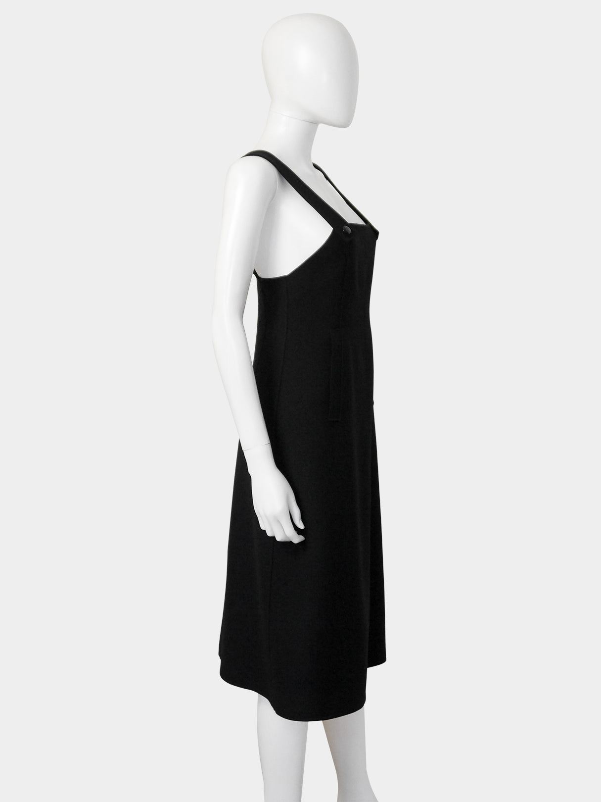 COURRÈGES 1960s 1970s Vintage Black Wool Space Age Mod Dress Size XXS