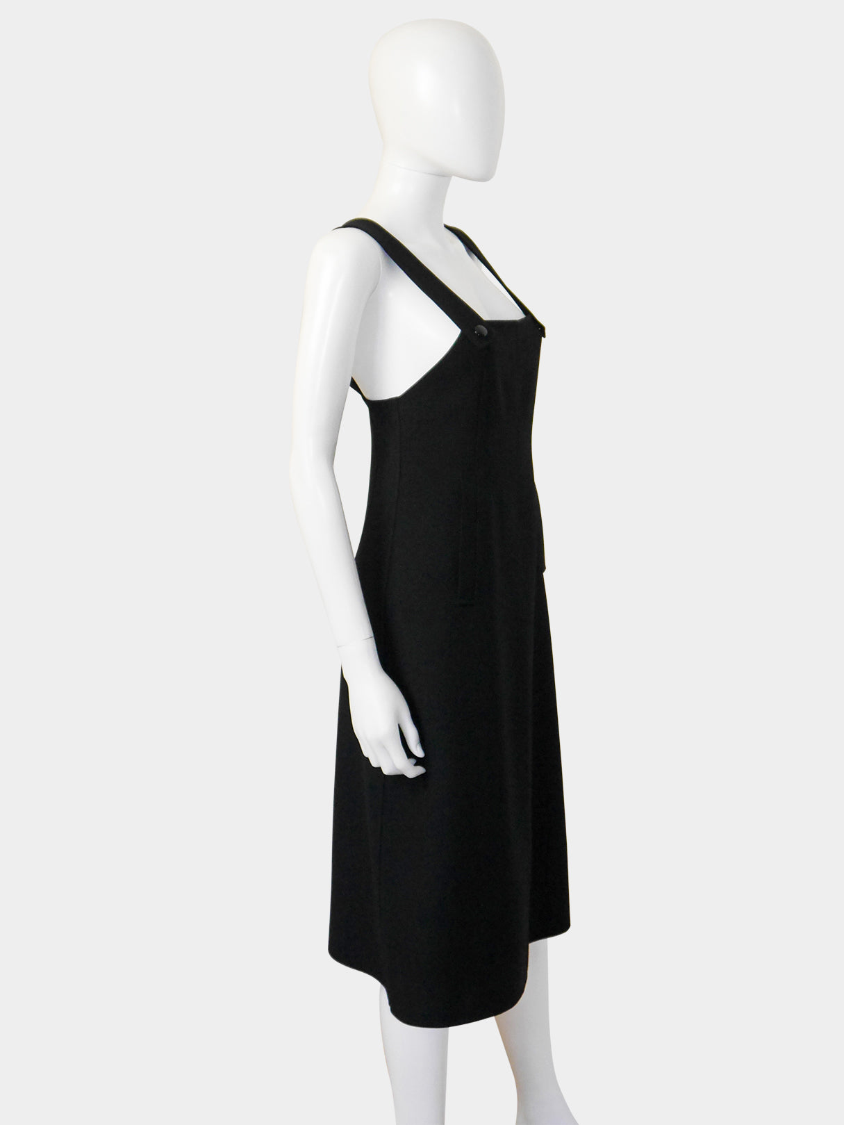 COURRÈGES 1960s 1970s Vintage Black Wool Space Age Mod Dress Size XXS