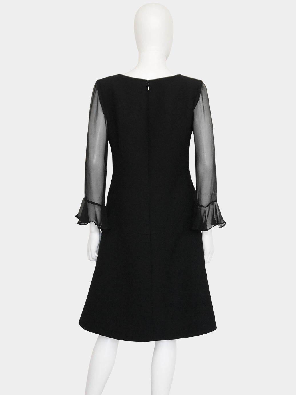 COURRÈGES Couture c. 1969 Documented Vintage Black Evening Dress Size L