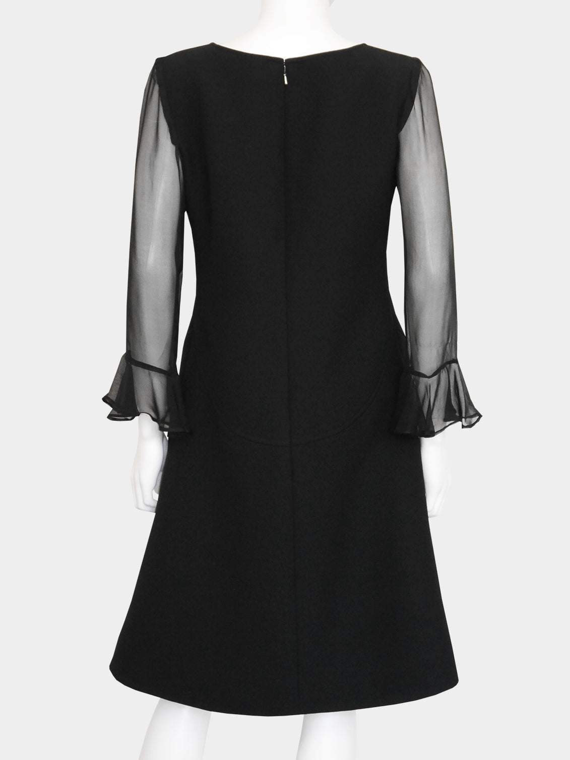 COURRÈGES Couture c. 1969 Documented Vintage Black Evening Dress Size L