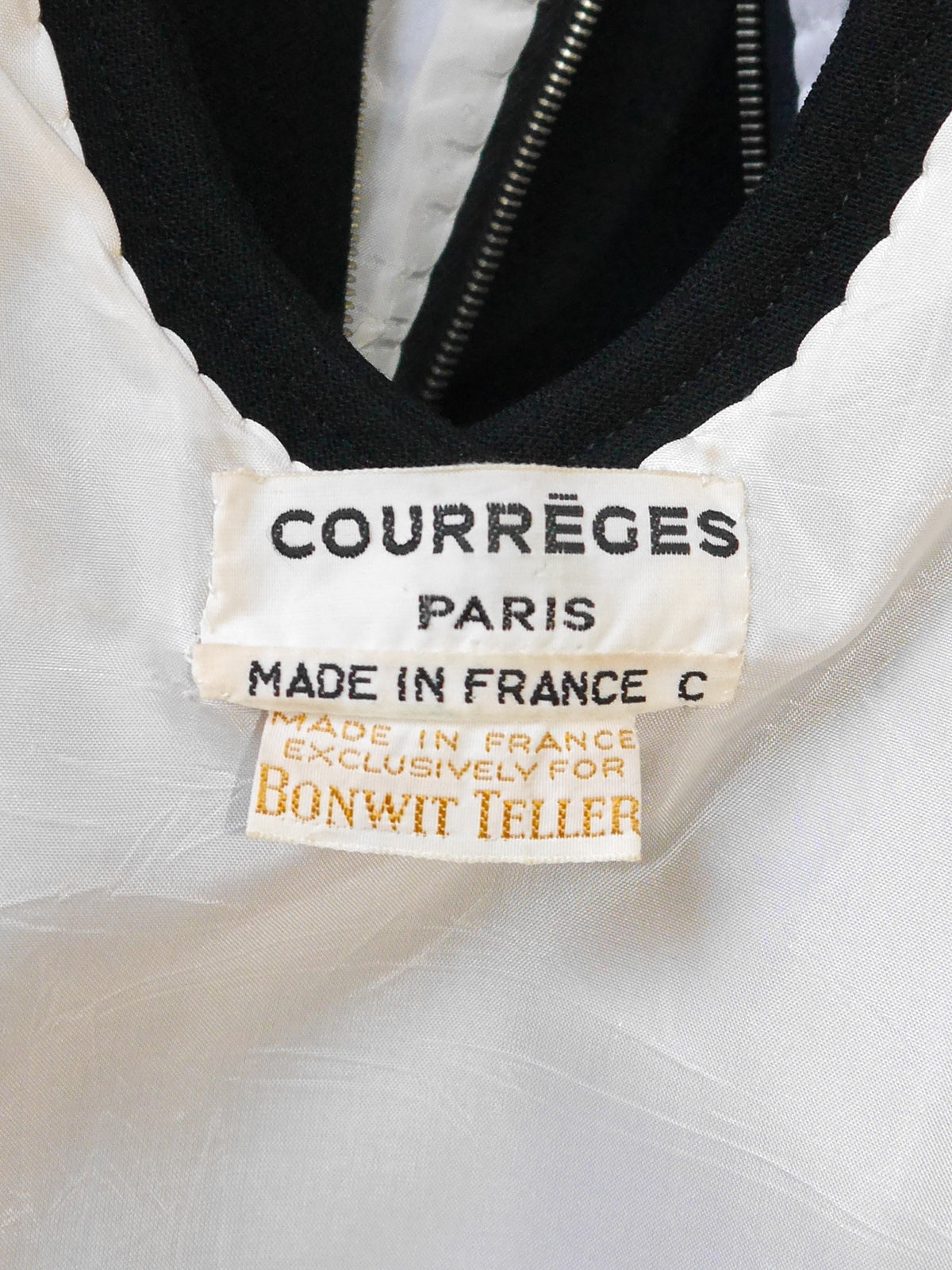 COURRÈGES Couture c. 1969 Documented Vintage Black Evening Dress Size L