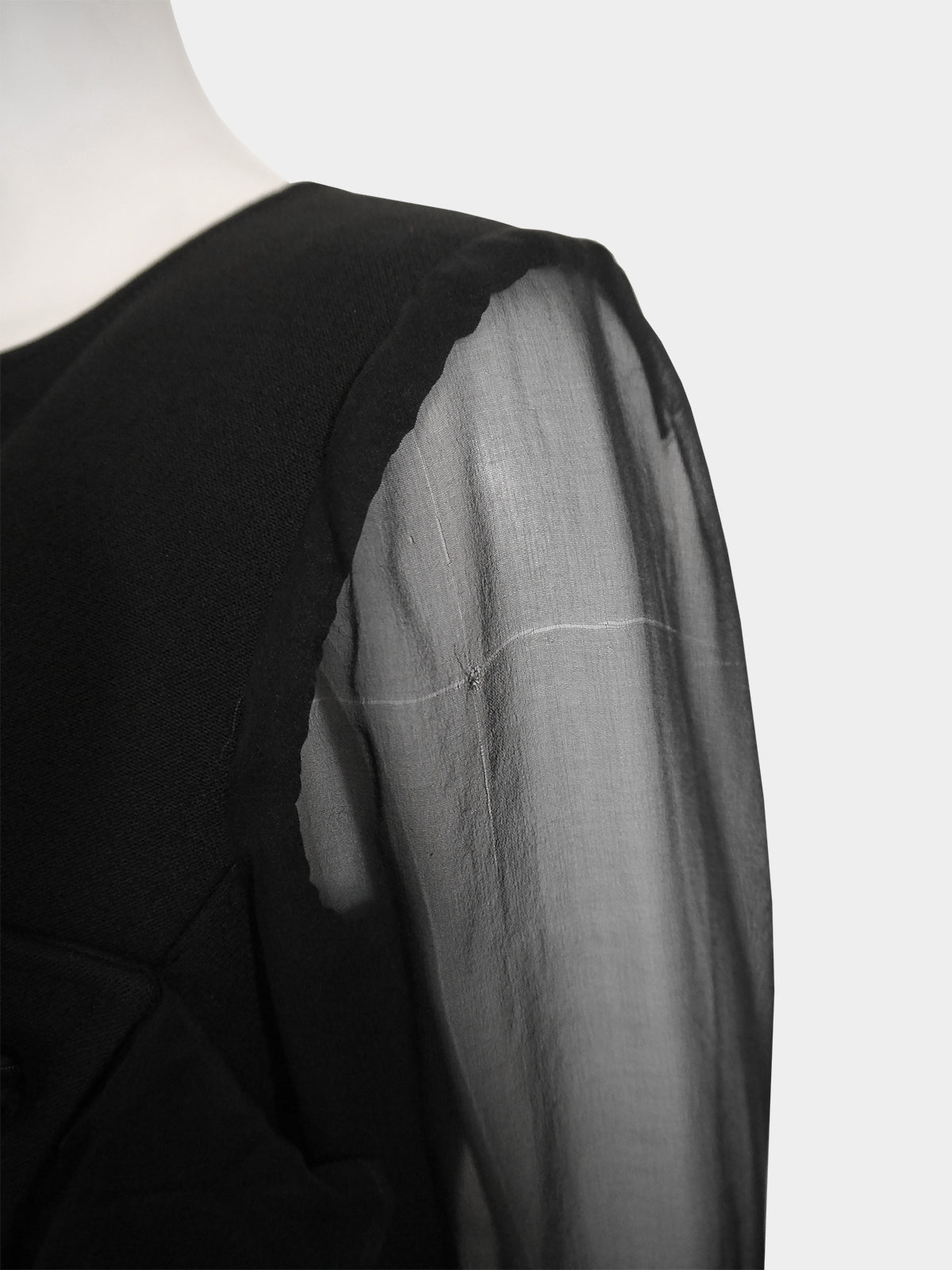 COURRÈGES Couture c. 1969 Documented Vintage Black Evening Dress Size L