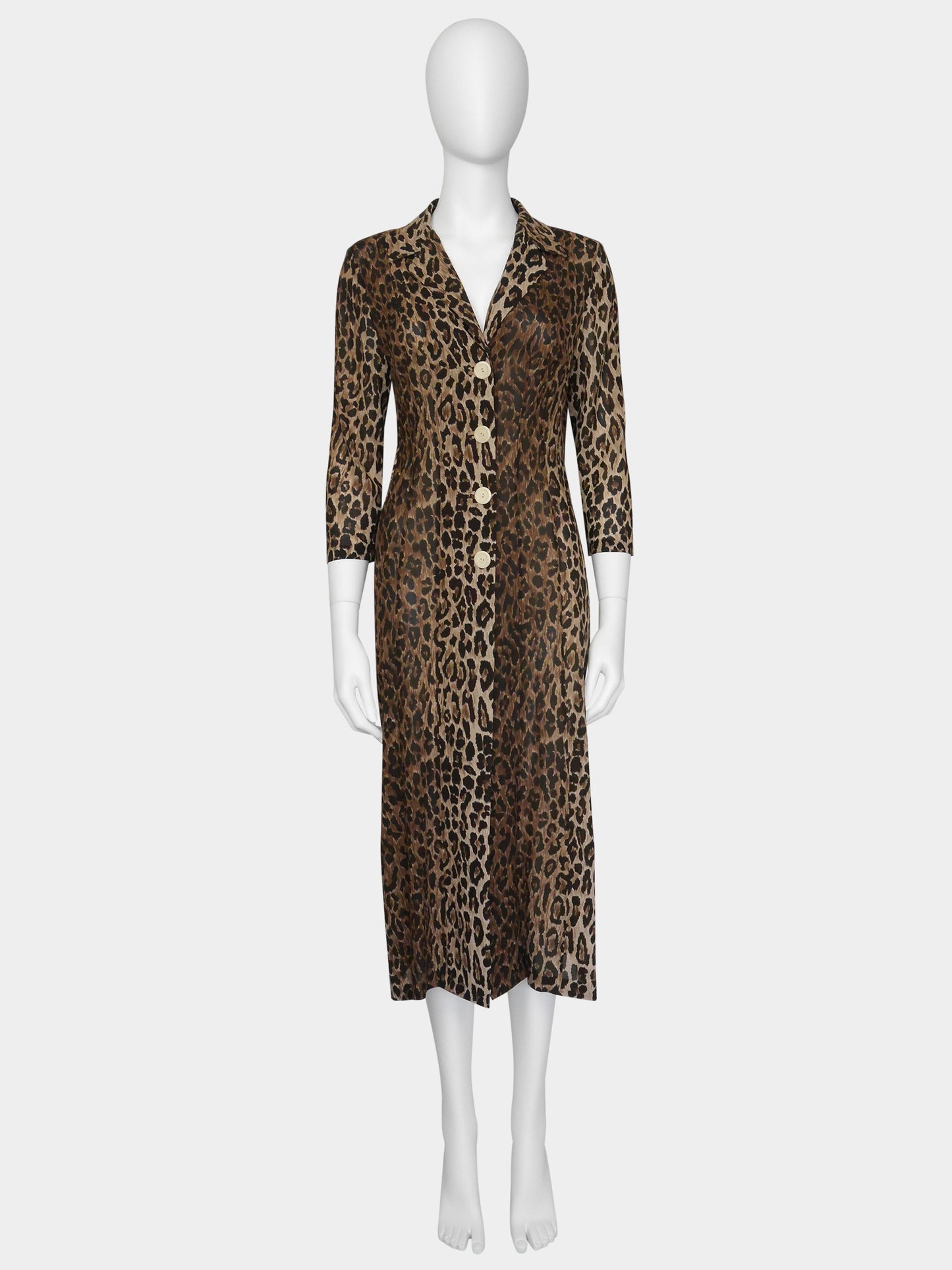 DOLCE & GABBANA Spring 1997 Vintage Leopard Print Silk Evening Coat Size S
