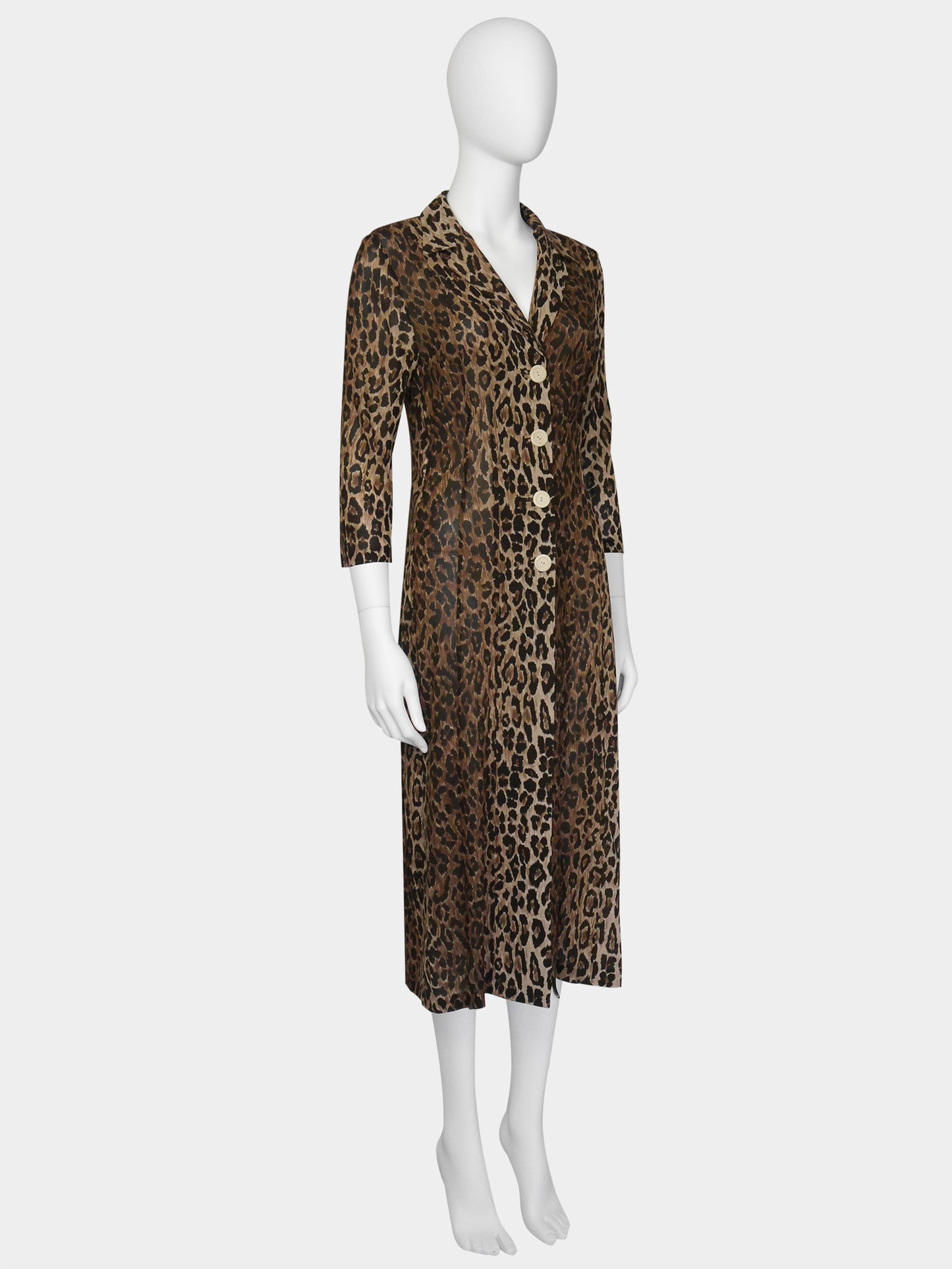 DOLCE & GABBANA Spring 1997 Vintage Leopard Print Silk Evening Coat Size S