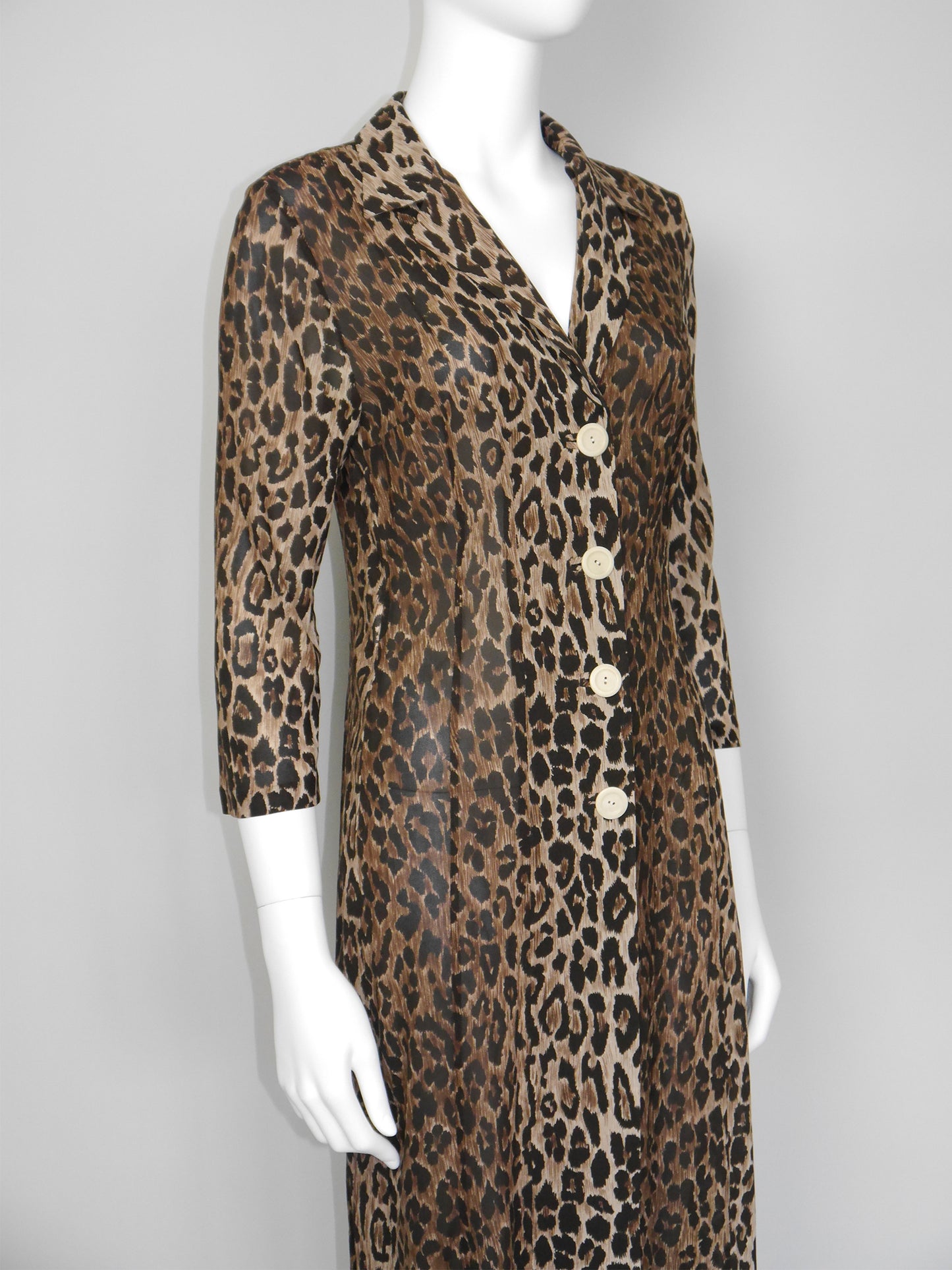 DOLCE & GABBANA Spring 1997 Vintage Leopard Print Silk Evening Coat Size S