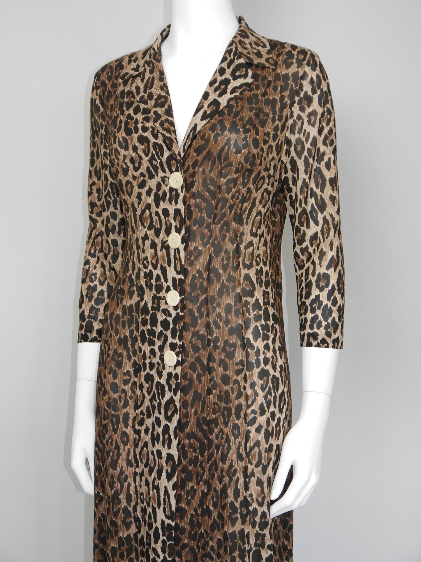 DOLCE & GABBANA Spring 1997 Vintage Leopard Print Silk Evening Coat Size S