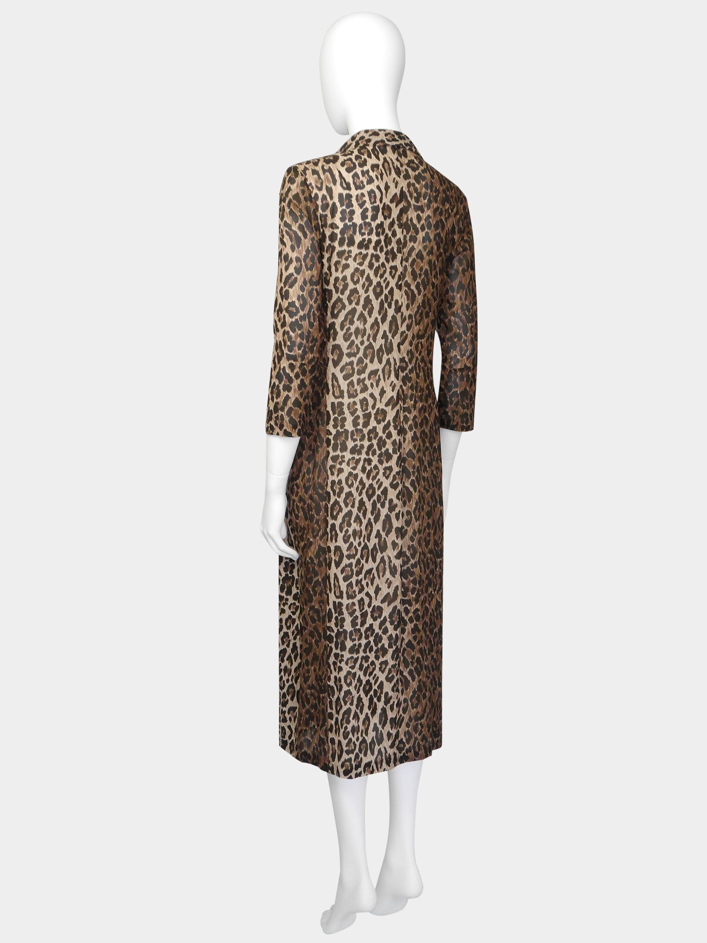 DOLCE & GABBANA Spring 1997 Vintage Leopard Print Silk Evening Coat Size S