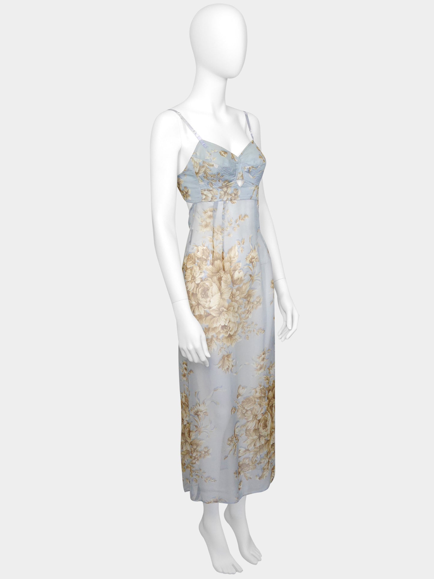 DOLCE & GABBANA Spring 1997 Vintage Floral Silk Lingerie Maxi Dress