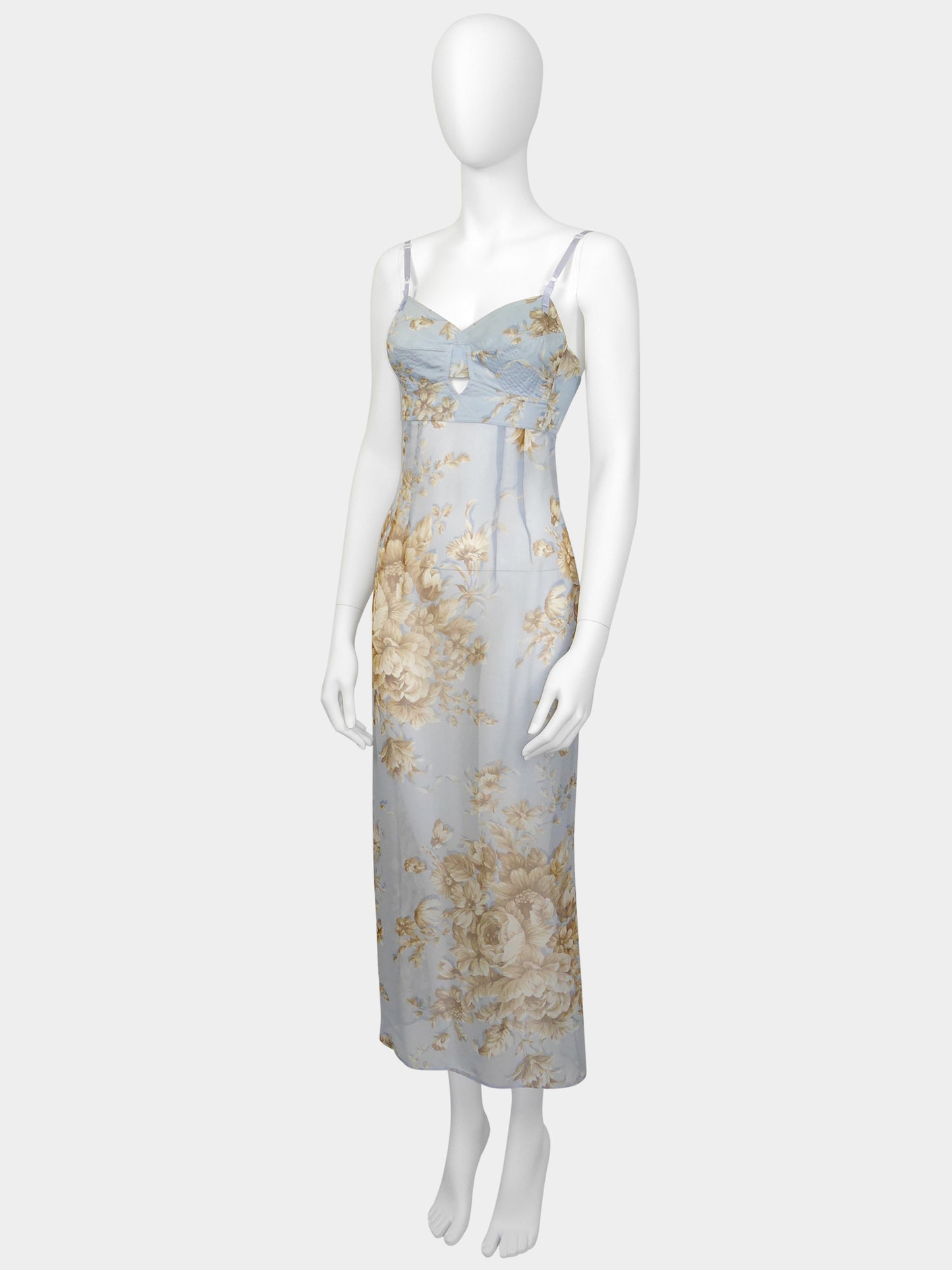 DOLCE & GABBANA Spring 1997 Vintage Floral Silk Lingerie Maxi Dress