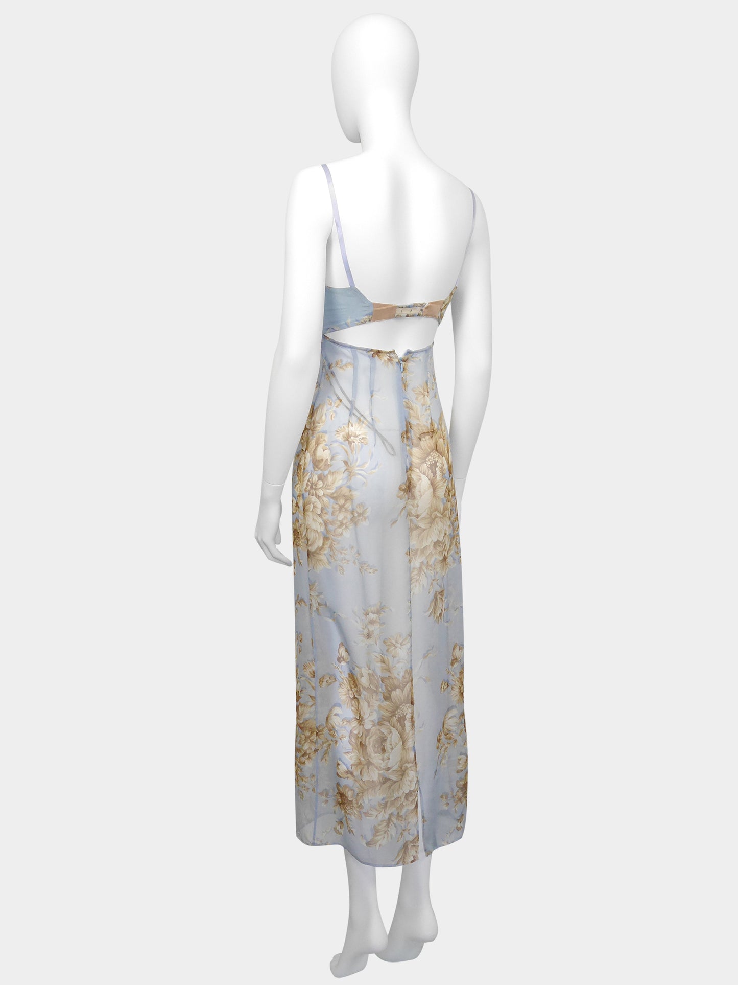 DOLCE & GABBANA Spring 1997 Vintage Floral Silk Lingerie Maxi Dress