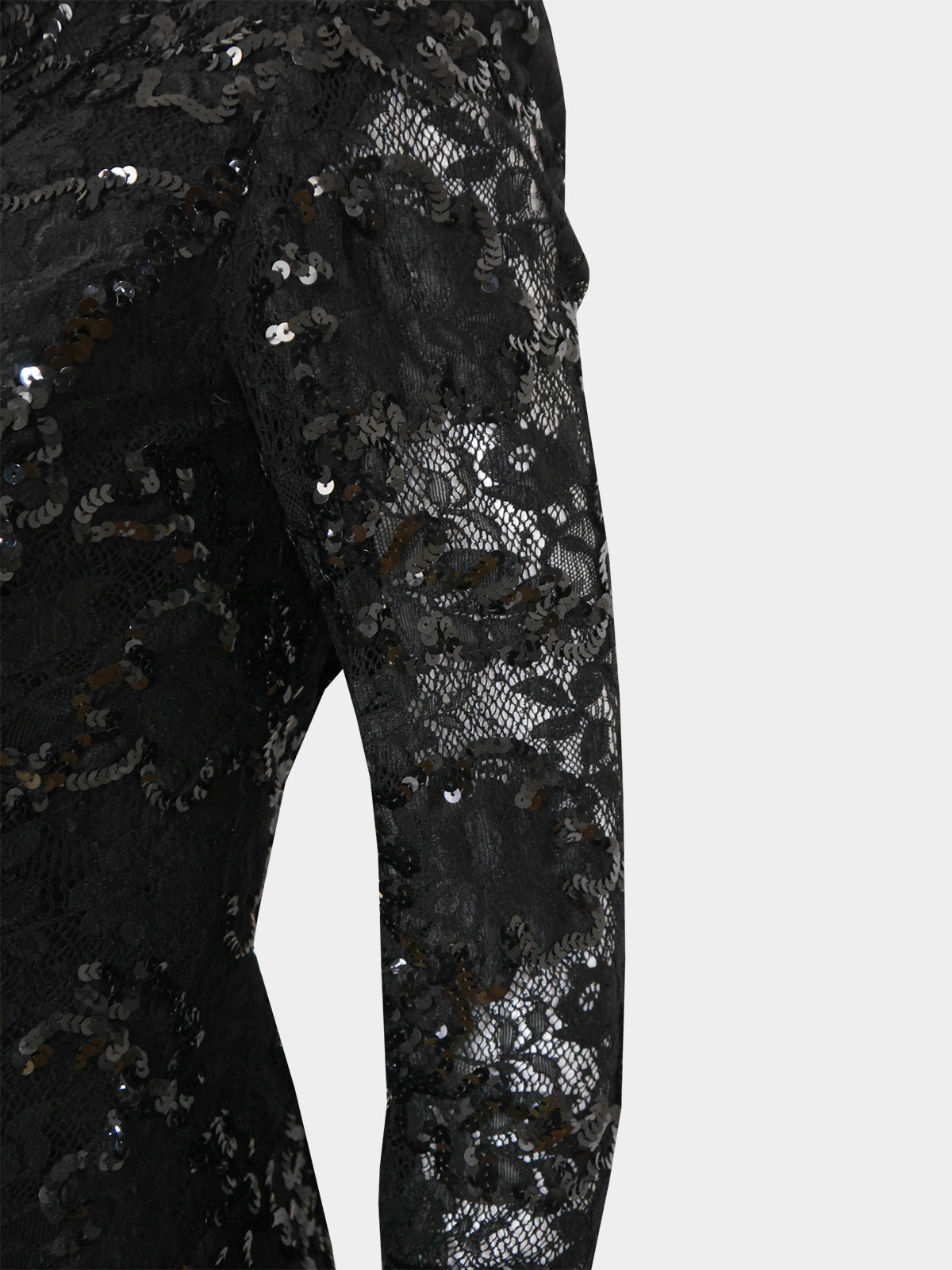 EMANUEL UNGARO c. Fall 1992 Vintage Fringed Lace Sequin Cocktail Dress Size XS