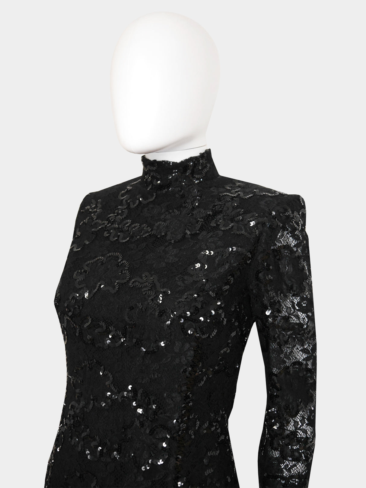 EMANUEL UNGARO c. Fall 1992 Vintage Fringed Lace Sequin Cocktail Dress Size XS