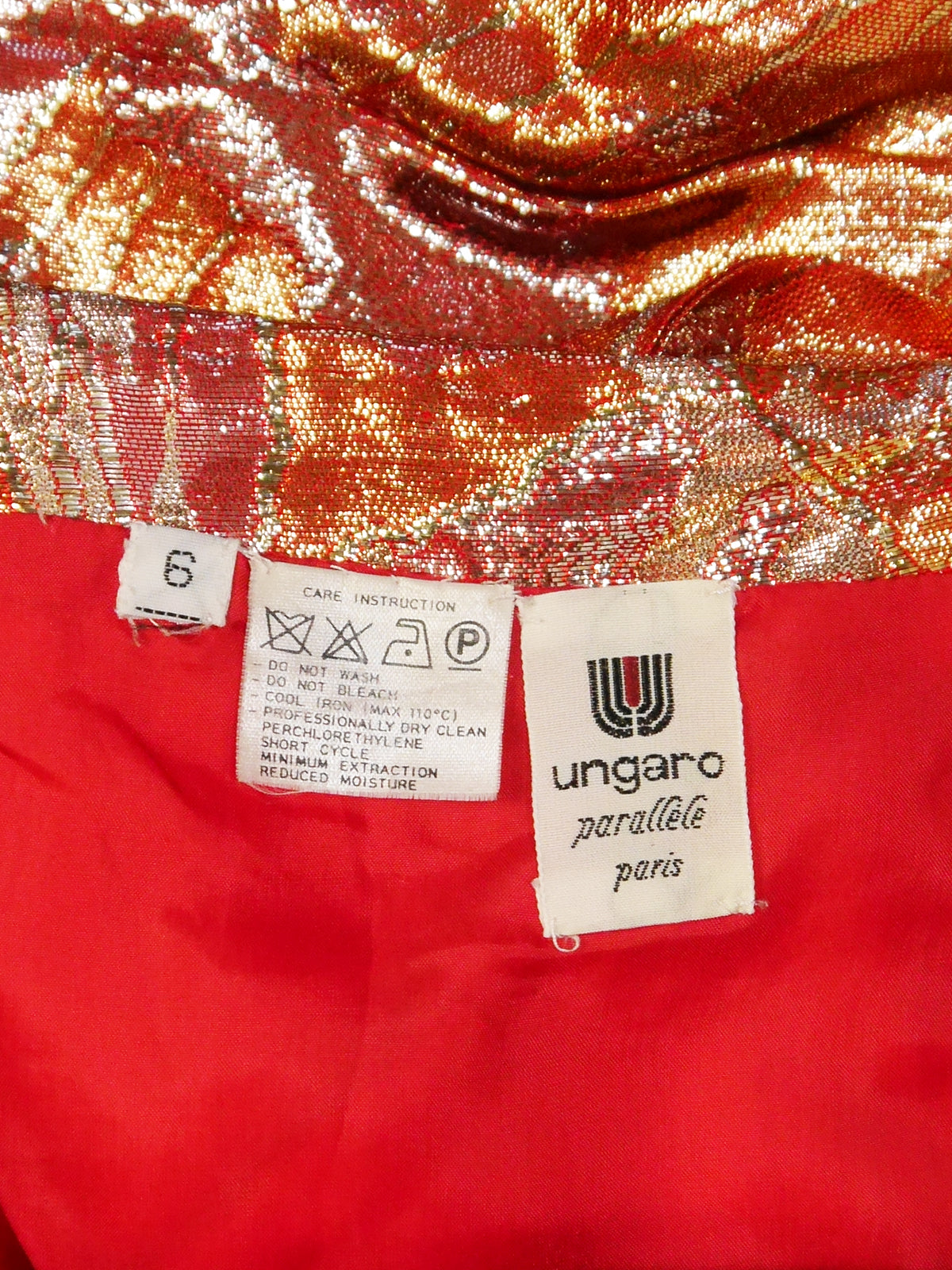 EMANUEL UNGARO 1980s Vintage Silk Lamé Bustier Cocktail Dress