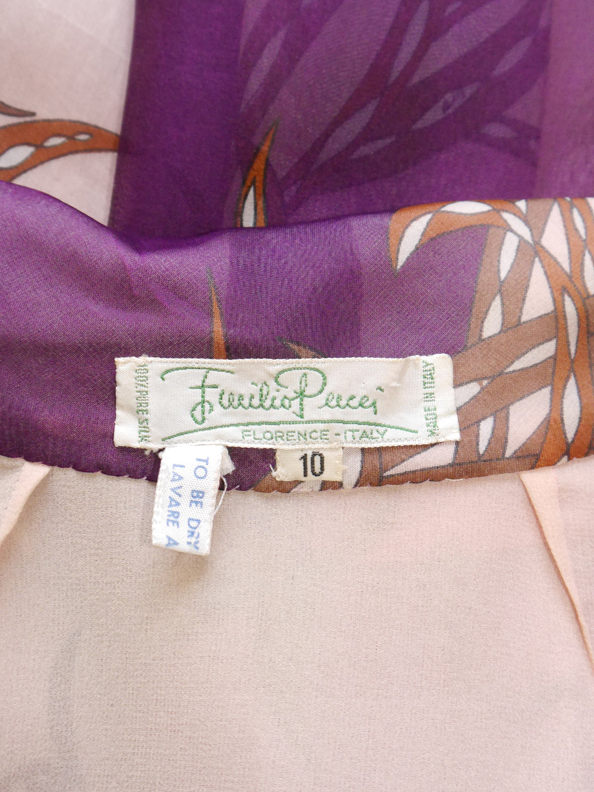 EMILIO PUCCI c. 1973 Vintage Silk Organza Evening Dress