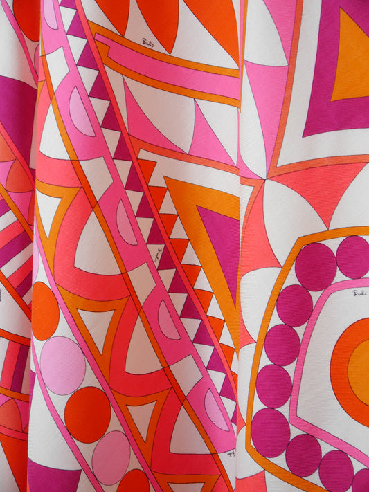 EMILIO PUCCI 1970s Vintage Signature Print Maxi Skirt & Shirt Jacket Ensemble