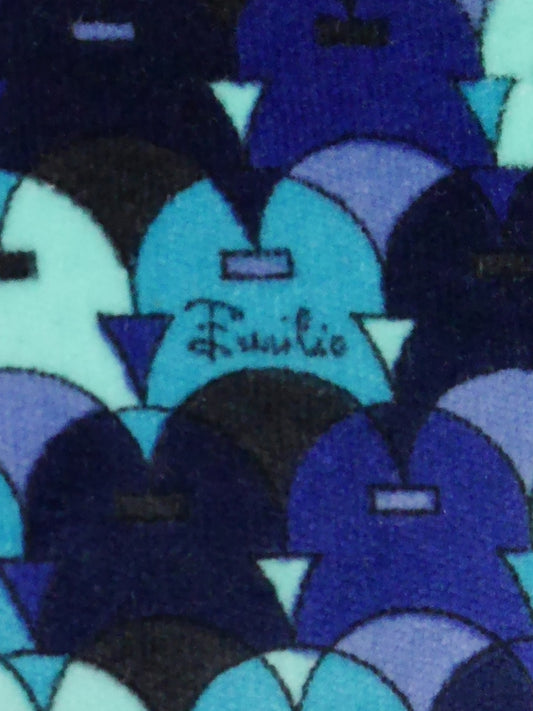 EMILIO PUCCI 1980s Vintage Elliptical Blue Velvet & Gold-Tone Mirrored Shoulderbag