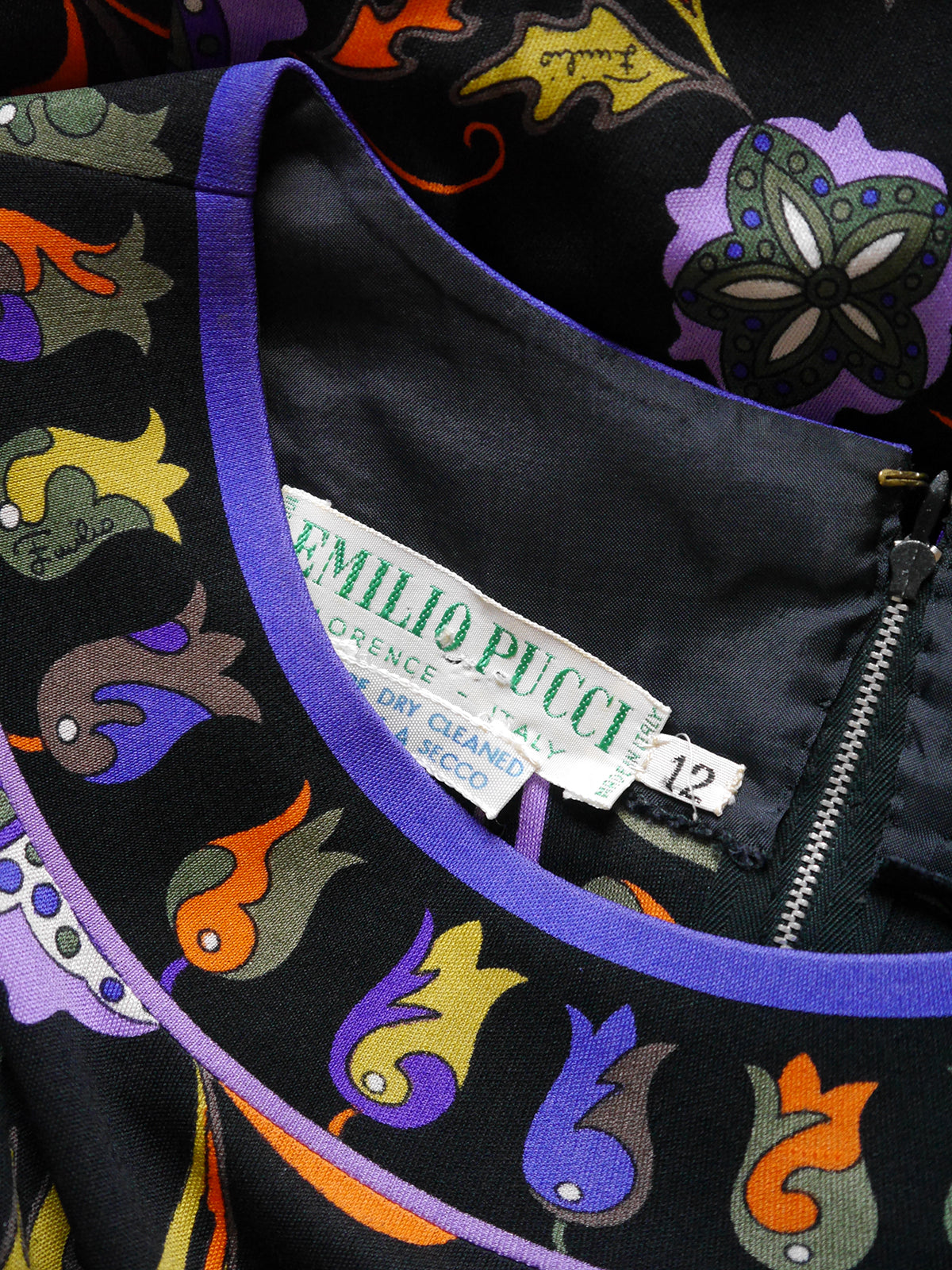 EMILIO PUCCI 1960s Vintage Signature Print Silk Dress