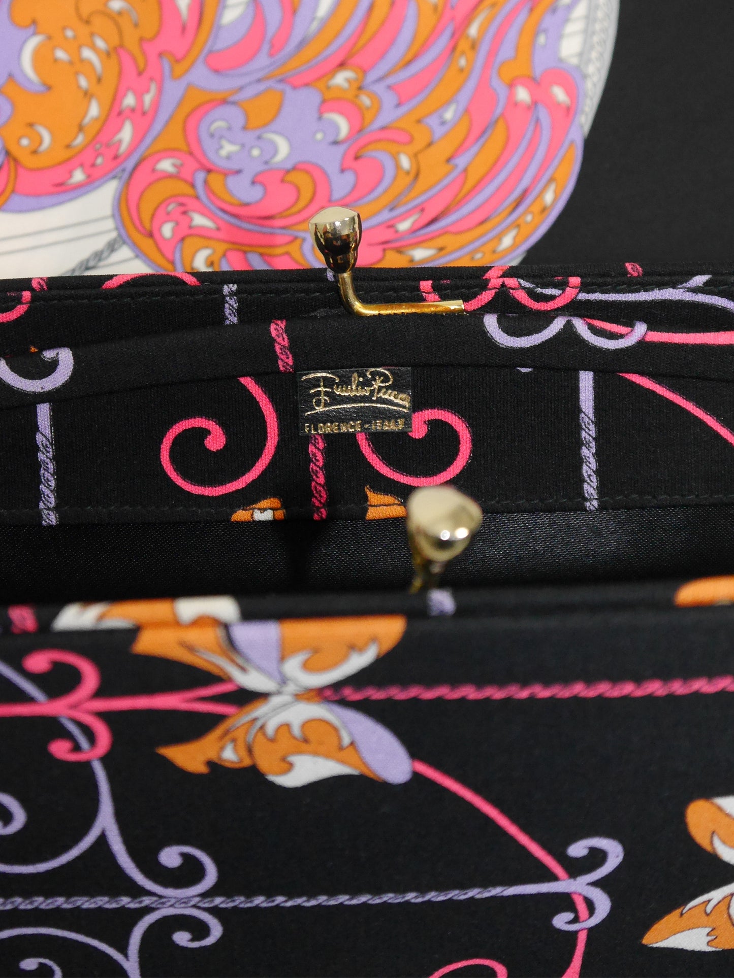 EMILIO PUCCI Vintage Evening Bag & Silk Scarf Set Birds & Bows Fantasy Print