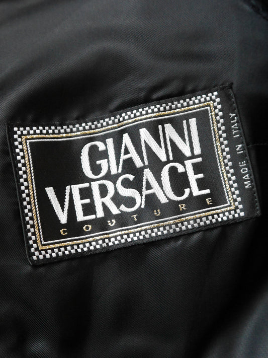 GIANNI VERSACE Couture Fall 1994 Vintage Black & Leopard Skirt Suit Size XS