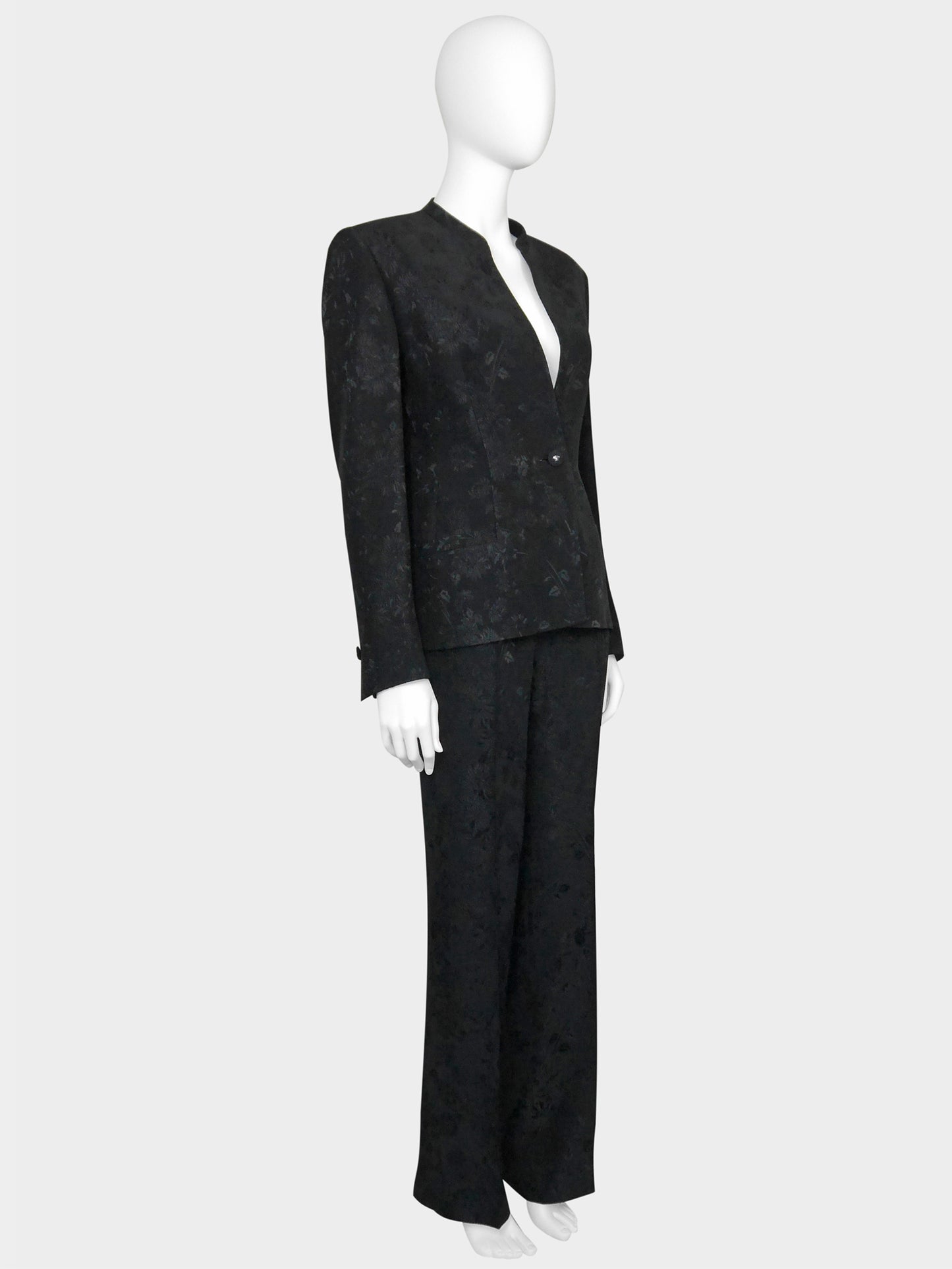 GIANNI VERSACE Couture 1990s 2000s Vintage Floral Jacquard Pants & Jacket Suit Size S