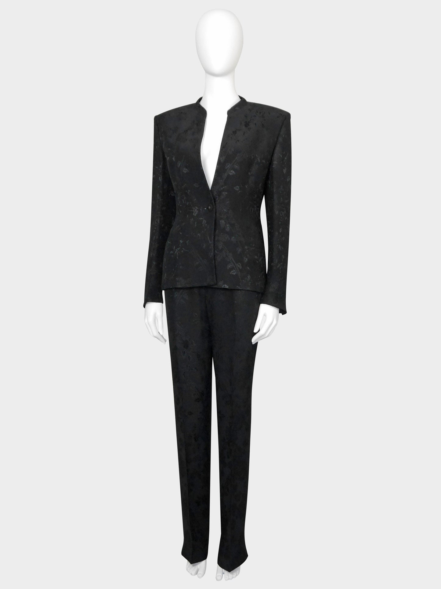 GIANNI VERSACE Couture 1990s 2000s Vintage Floral Jacquard Pants & Jacket Suit Size S