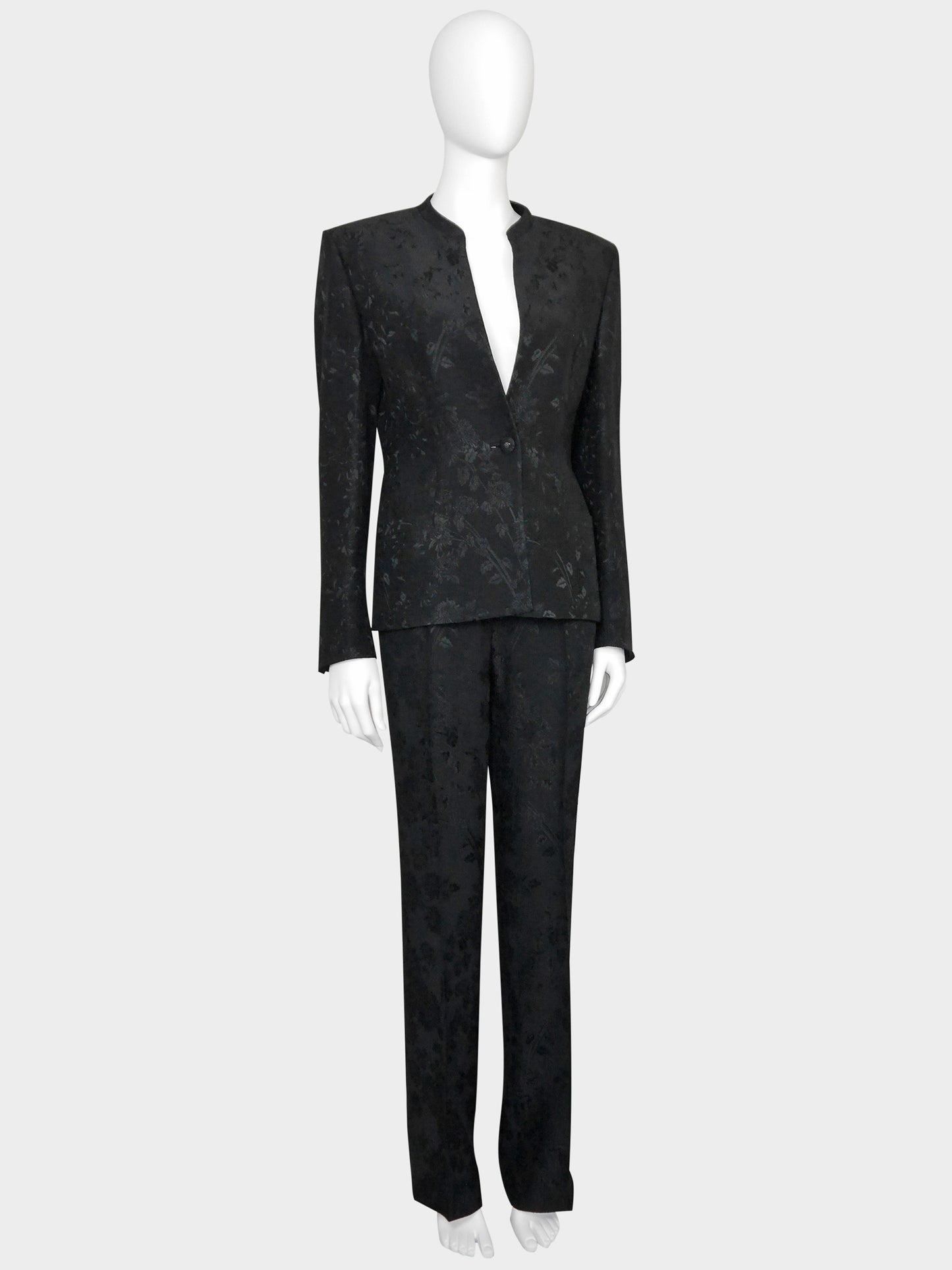GIANNI VERSACE Couture 1990s 2000s Vintage Floral Jacquard Pants & Jacket Suit Size S