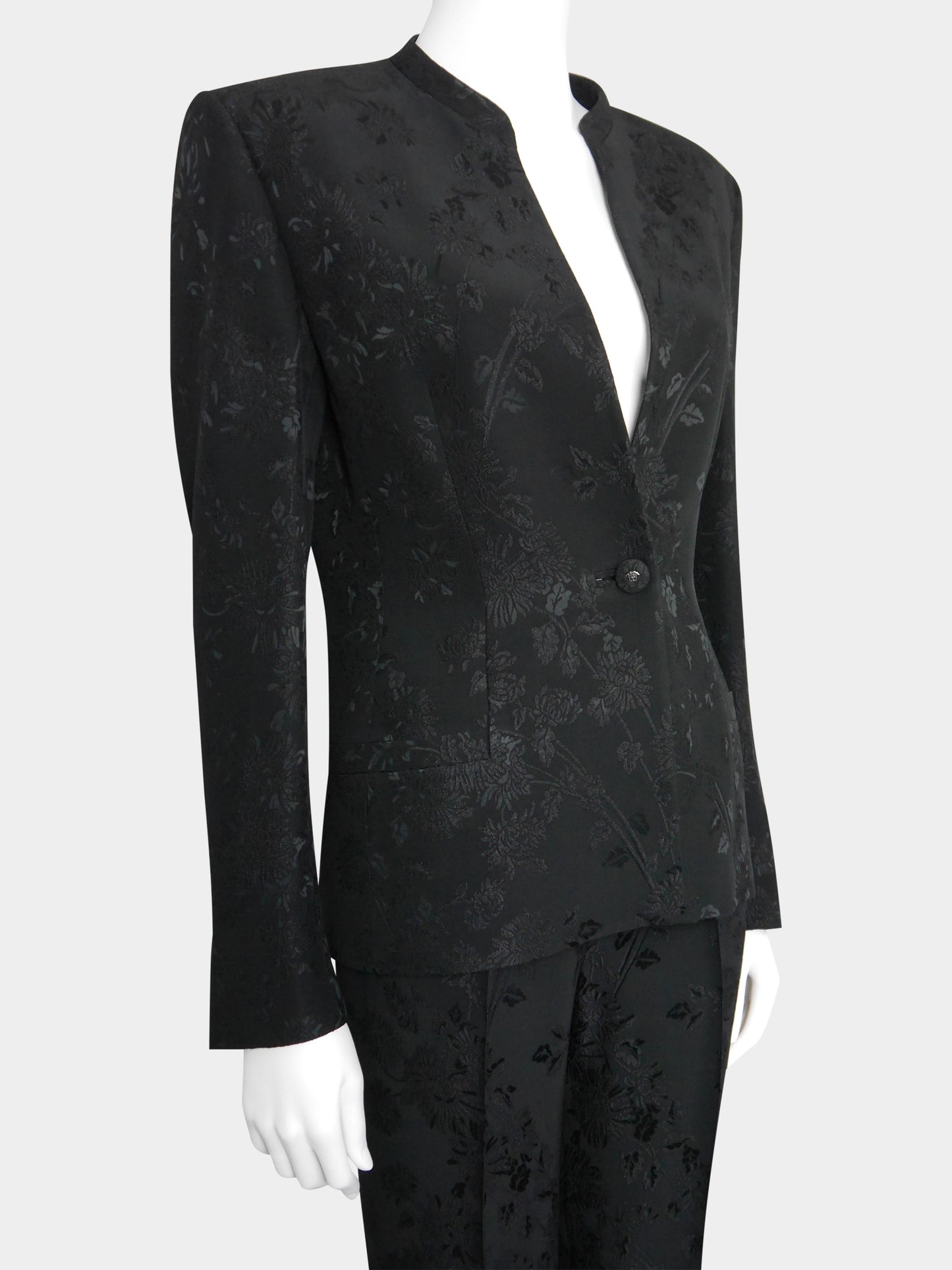 GIANNI VERSACE Couture 1990s 2000s Vintage Floral Jacquard Pants & Jacket Suit Size S