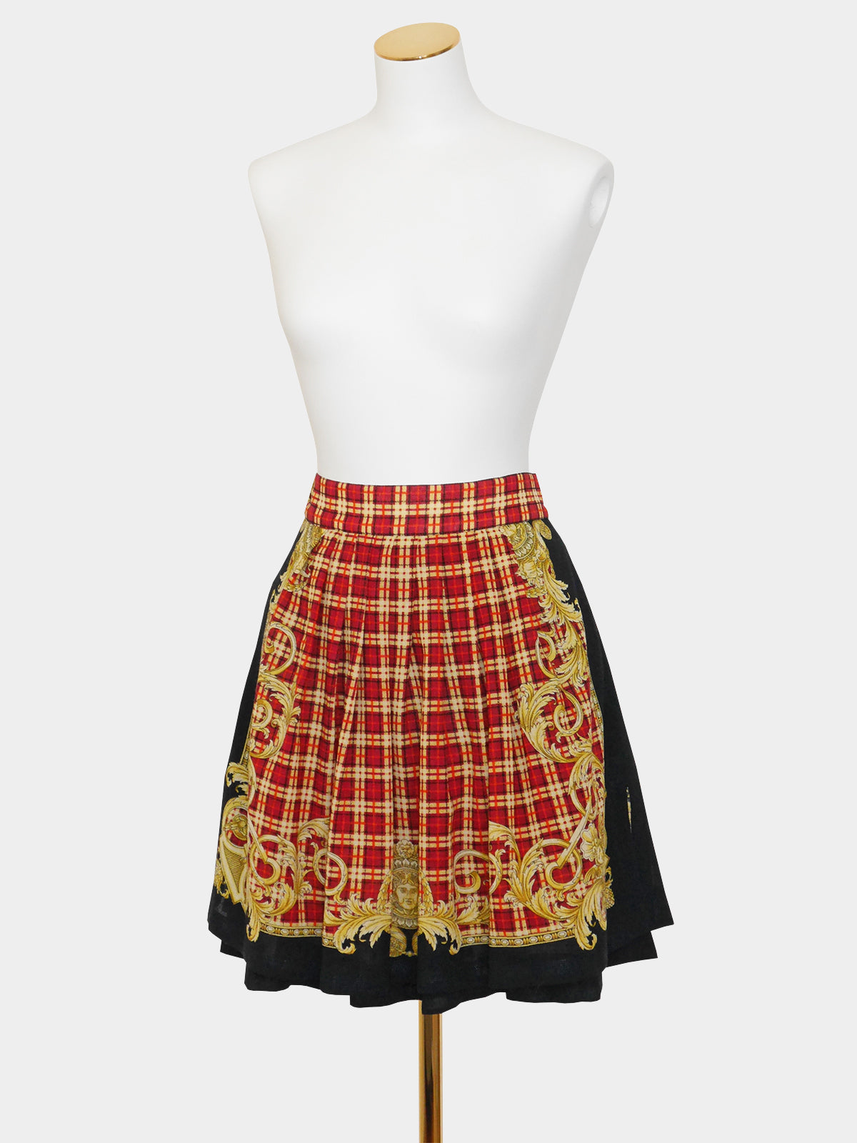 GIANNI VERSACE c. Spring 1992 Vintage Baroque Medusa Pleated Skirt Size S