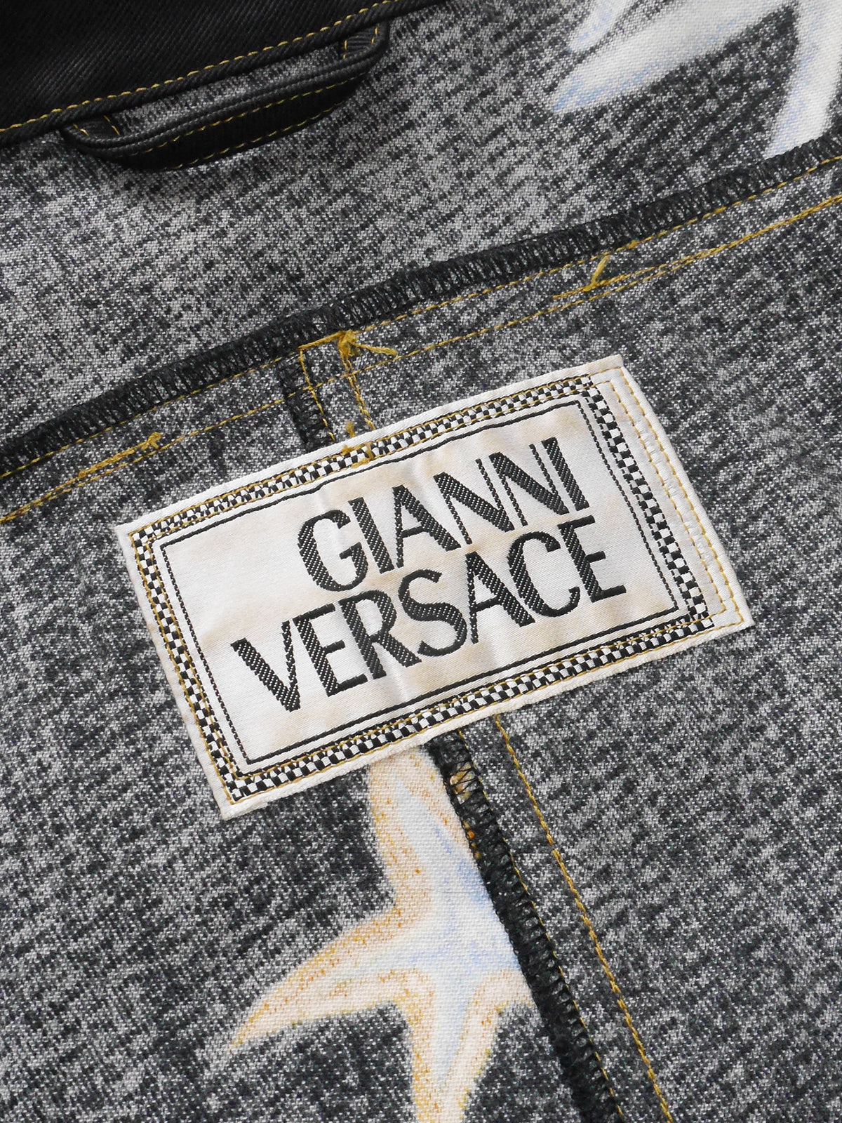 GIANNI VERSACE Spring 1992 Cropped Denim Jacket Trésor de la Mer Print