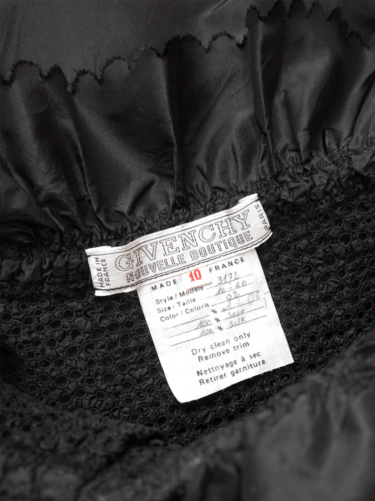 GIVENCHY 1970s 1980s Vintage Black Silk Taffeta Ruffled Maxi Evening Dress