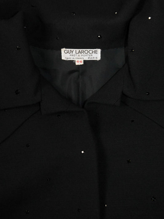 GUY LAROCHE 1960s Vintage Evening Cocktail Dress & Jacket w/ Rhinestones Size M