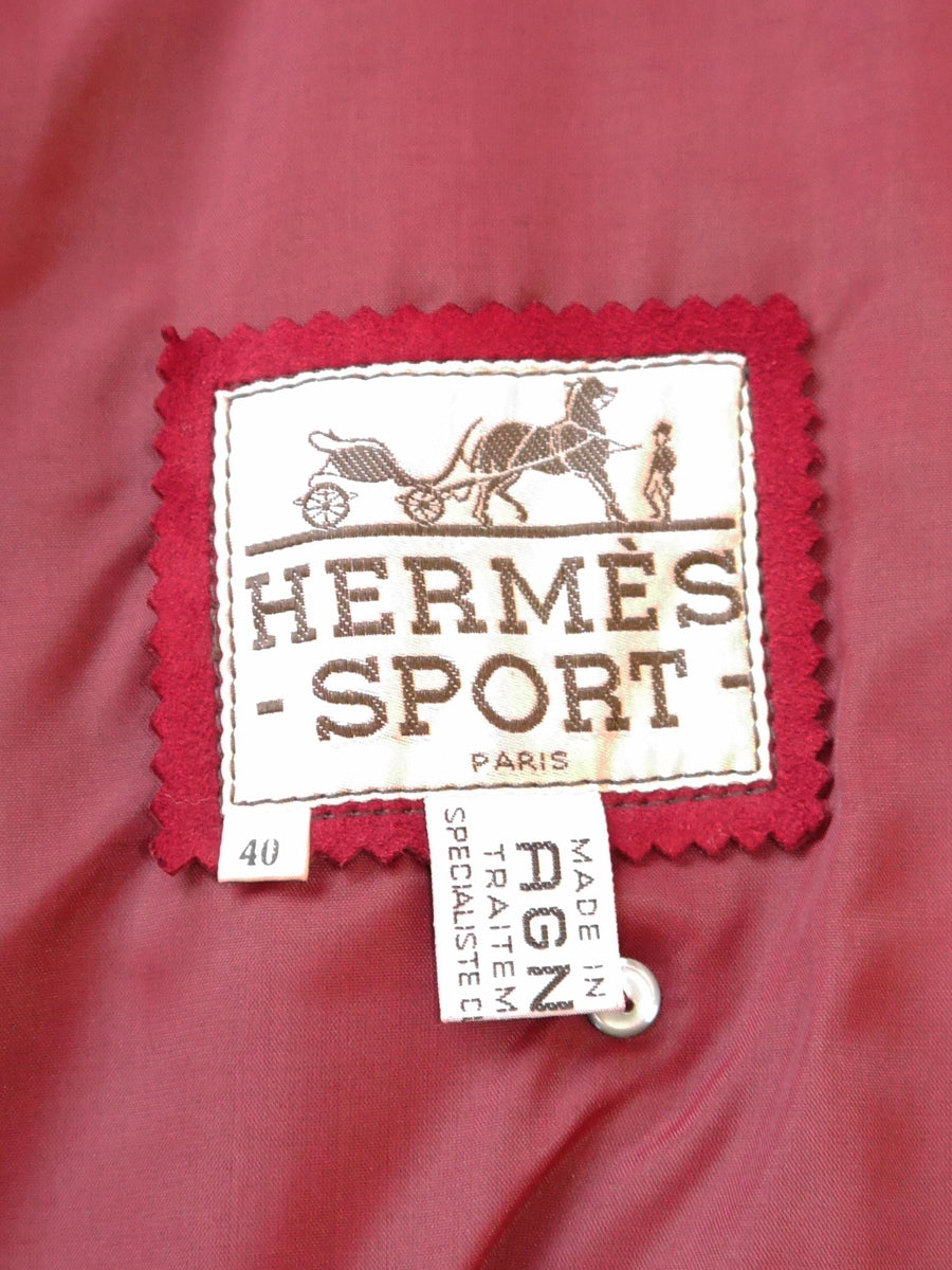 HERMÈS 1970s Vintage Belted Burgundy Red Suede Coat