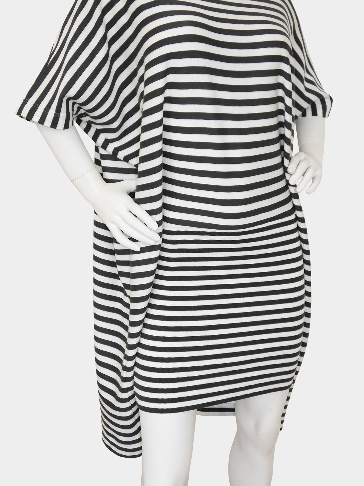 ISSEY MIYAKE c. 1985 Vintage Documented Striped "Two-in-One" Dress Size S