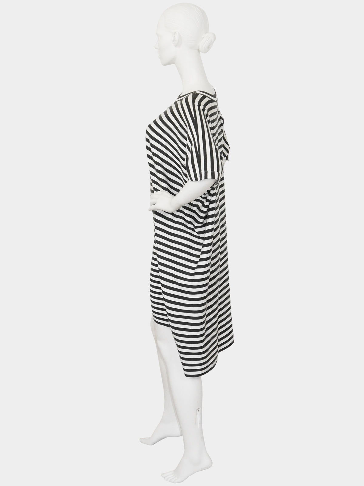ISSEY MIYAKE c. 1985 Vintage Documented Striped "Two-in-One" Dress Size S