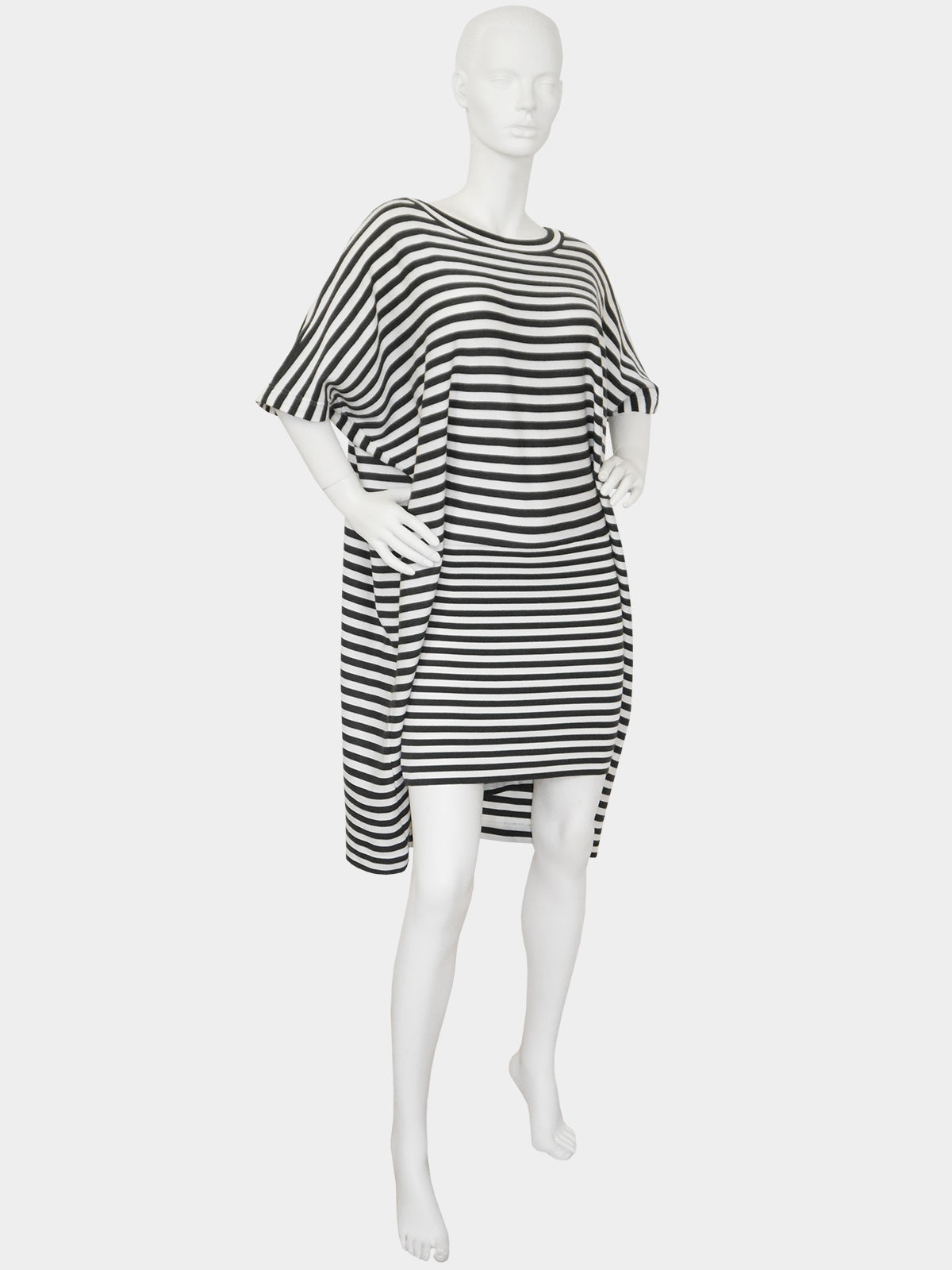 ISSEY MIYAKE c. 1985 Vintage Documented Striped "Two-in-One" Dress Size S