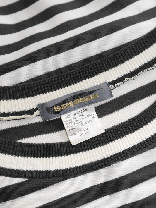 ISSEY MIYAKE c. 1985 Vintage Documented Striped "Two-in-One" Dress Size S