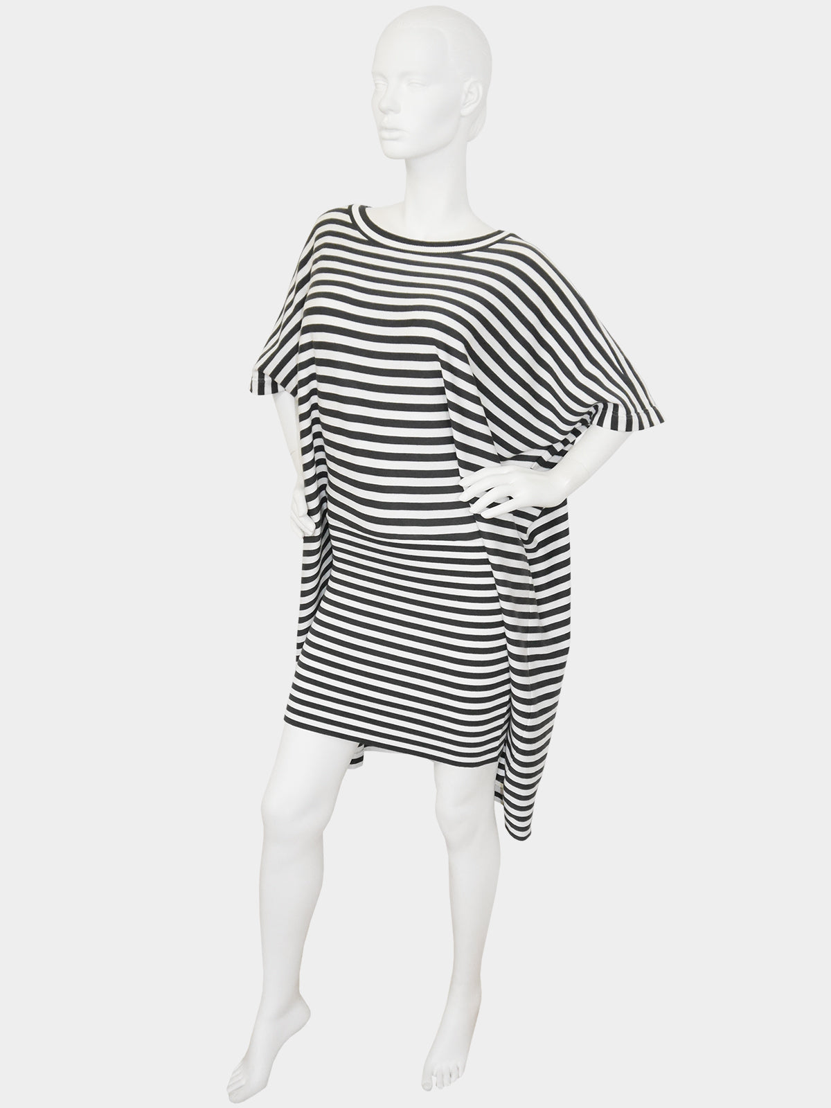 ISSEY MIYAKE c. 1985 Vintage Documented Striped "Two-in-One" Dress Size S