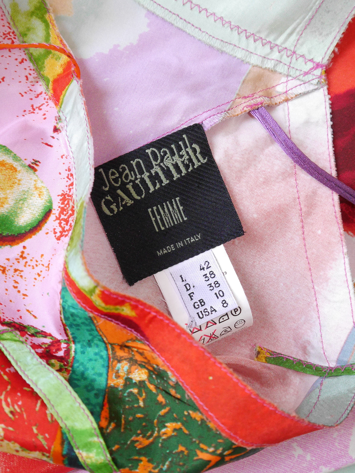 JEAN PAUL GAULTIER Spring 2002 Vintage Portrait Print Slip Dress