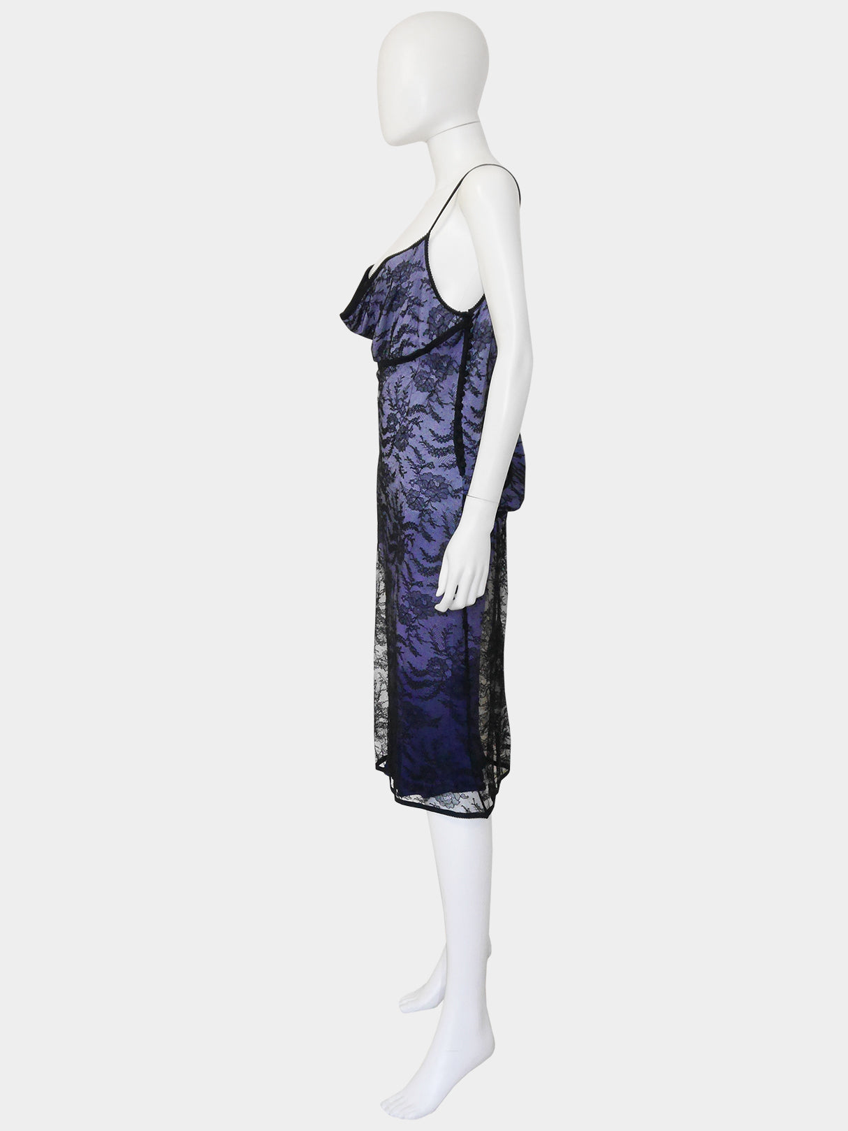 JOHN GALLIANO Fall 1998 Vintage Backless Ombré Lace Evening Dress Size M