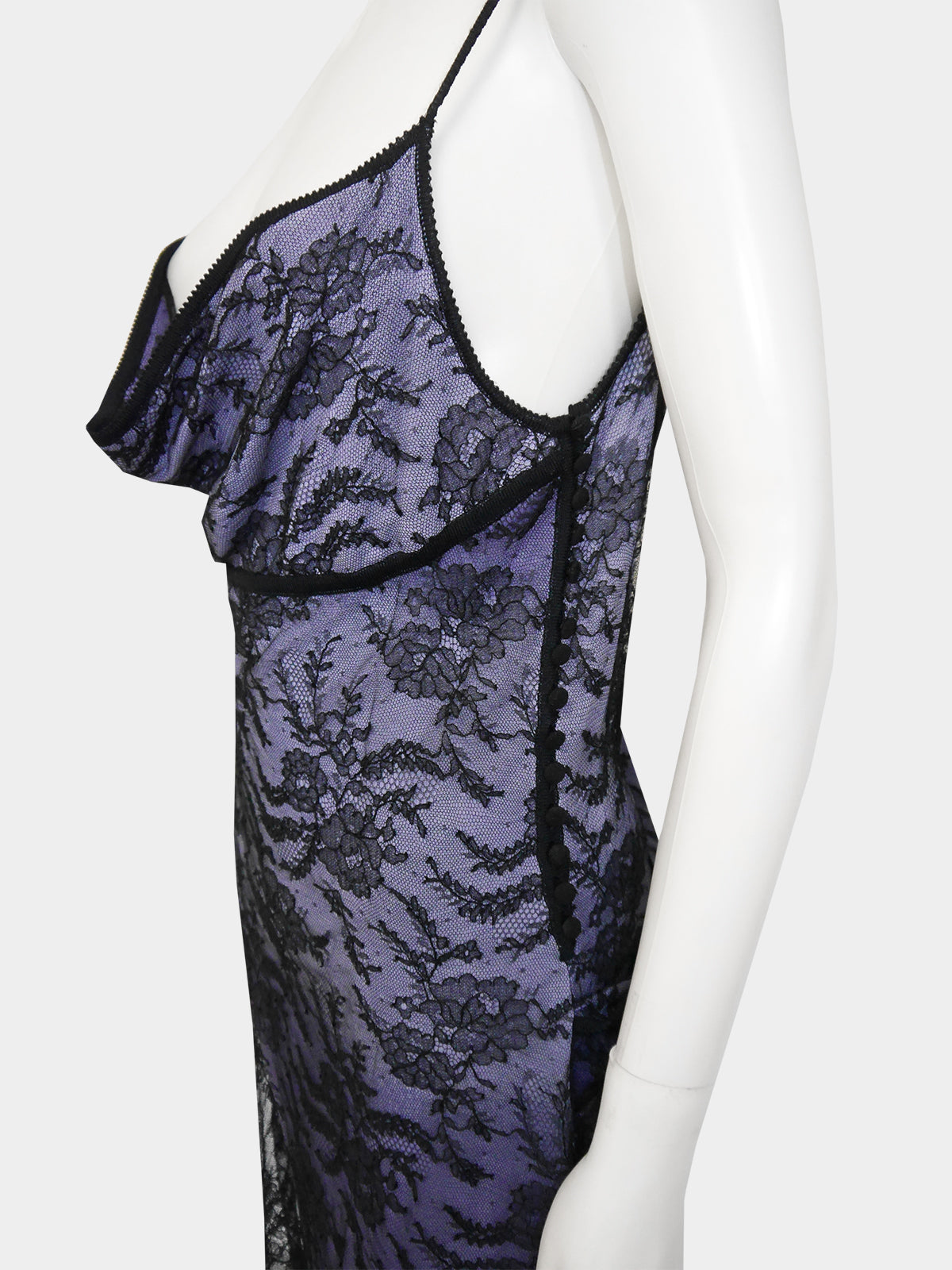 JOHN GALLIANO Fall 1998 Vintage Backless Ombré Lace Evening Dress Size M