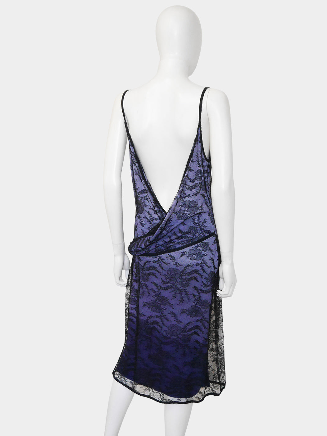 JOHN GALLIANO Fall 1998 Vintage Backless Ombré Lace Evening Dress Size M