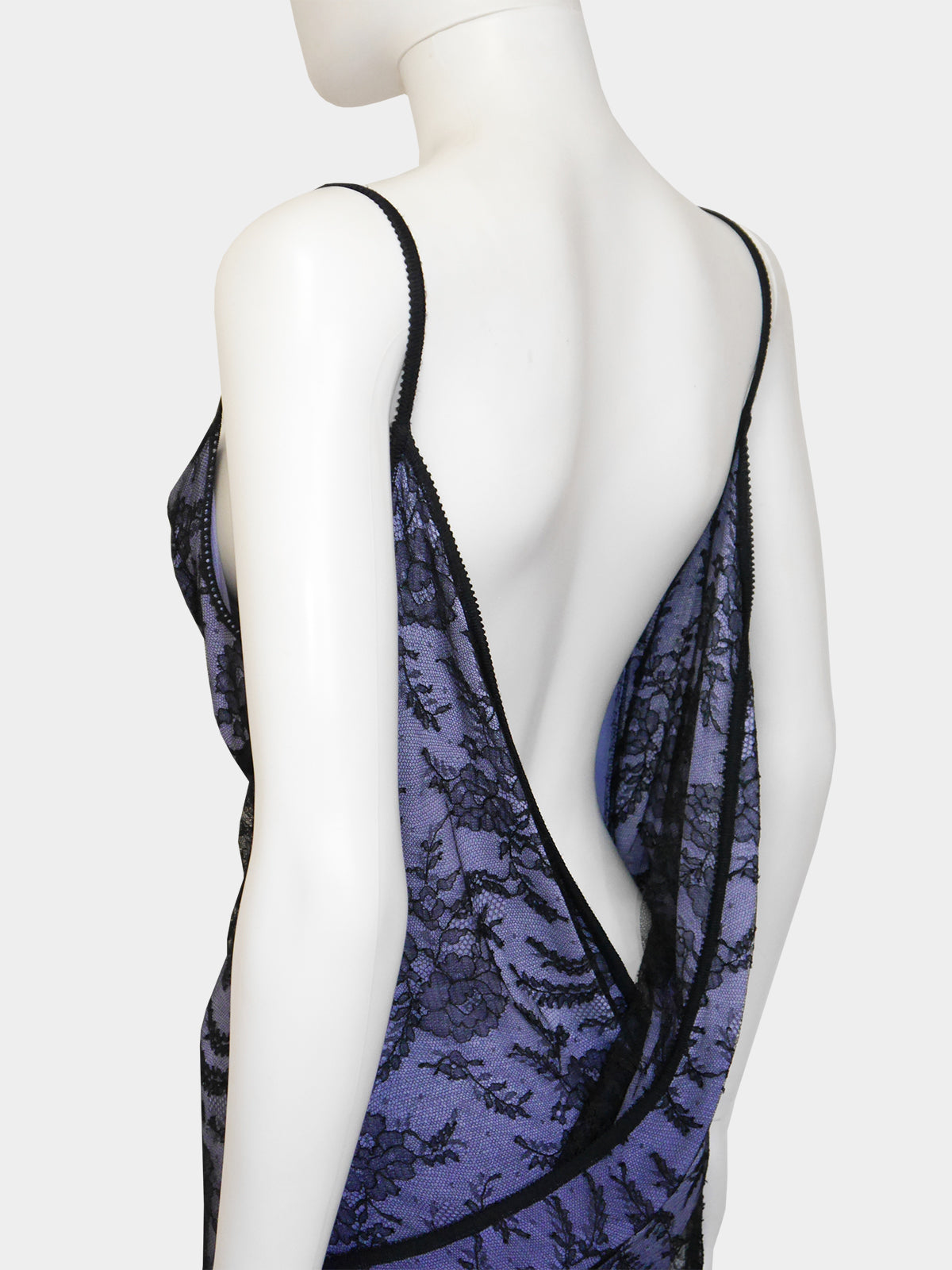 JOHN GALLIANO Fall 1998 Vintage Backless Ombré Lace Evening Dress Size M