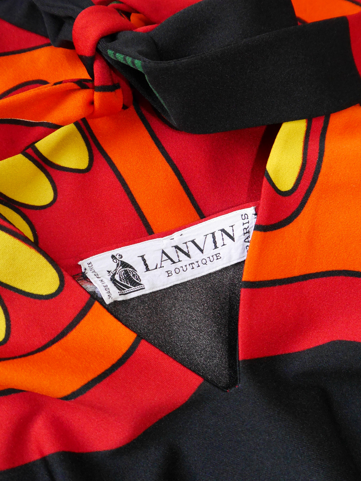 LANVIN 1970s Vintage Tomato Print Keyhole Summer Maxi Slip Dress