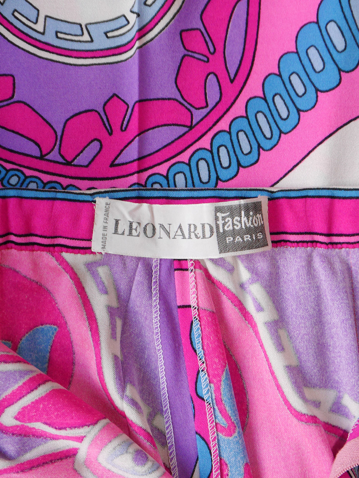 LEONARD 1960s 1970s Vintage 3 Pc. Pink Signature Print Silk Pant Suit