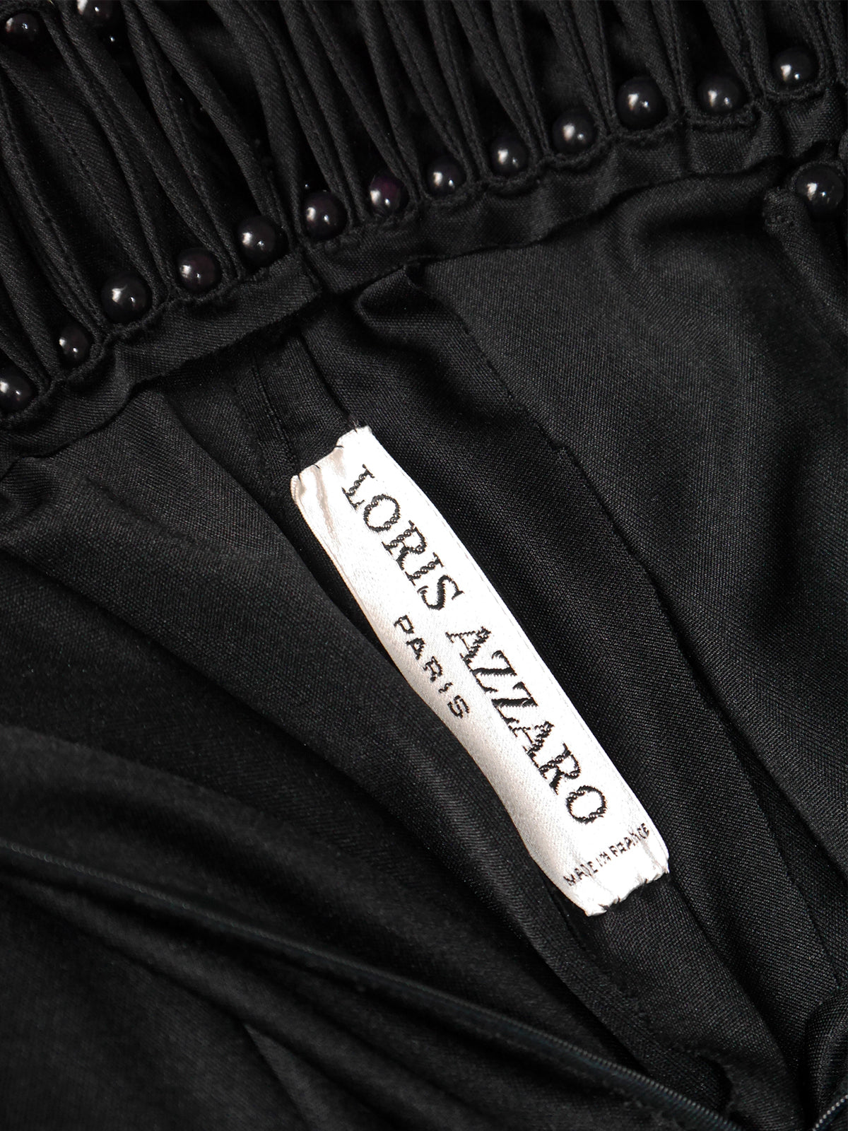 LORIS AZZARO 1970s Vintage Beaded Backless Black Jersey Maxi Evening Dress