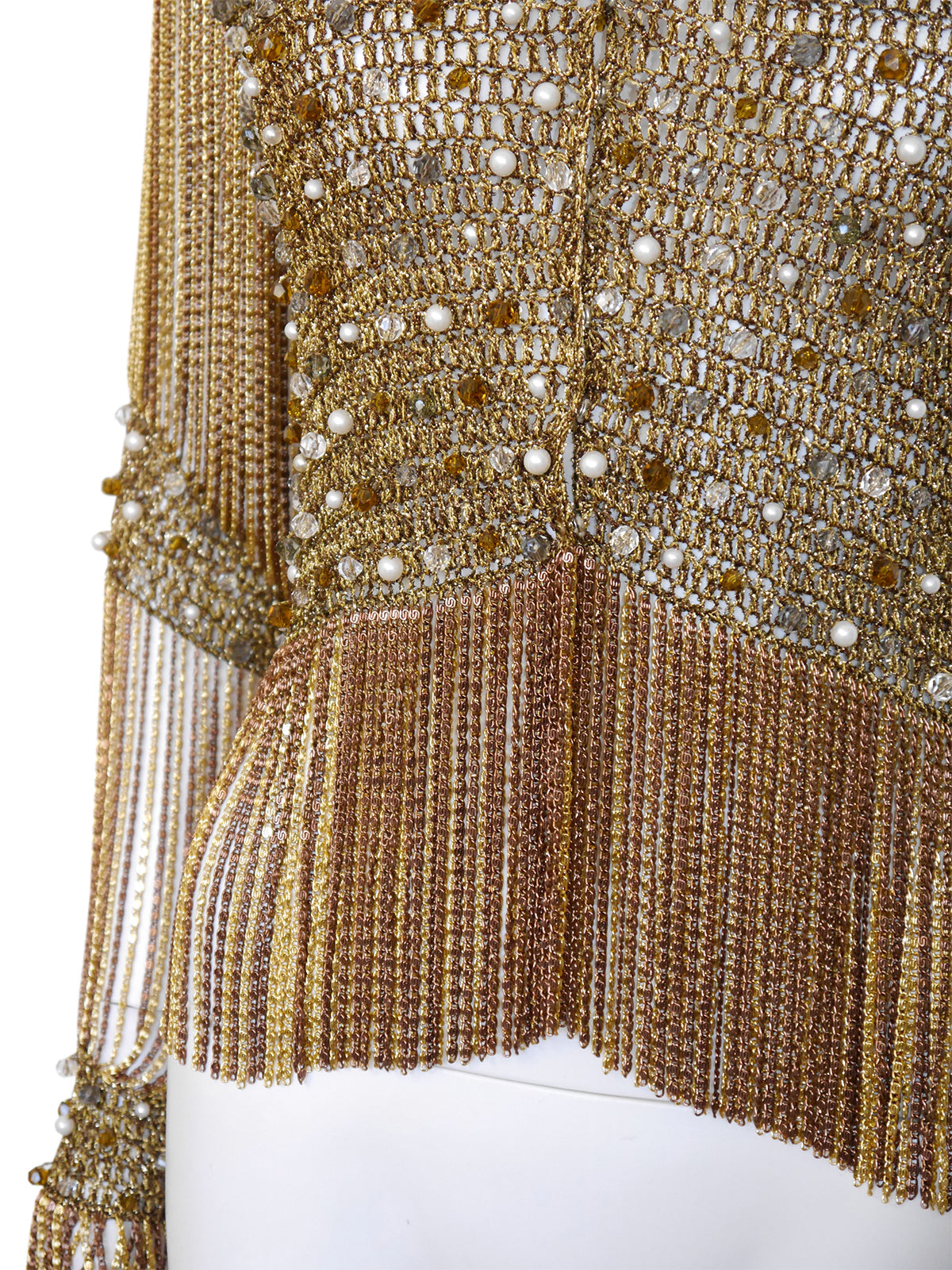LORIS AZZARO 1970s Vintage Beaded Chainmail Crochet Top