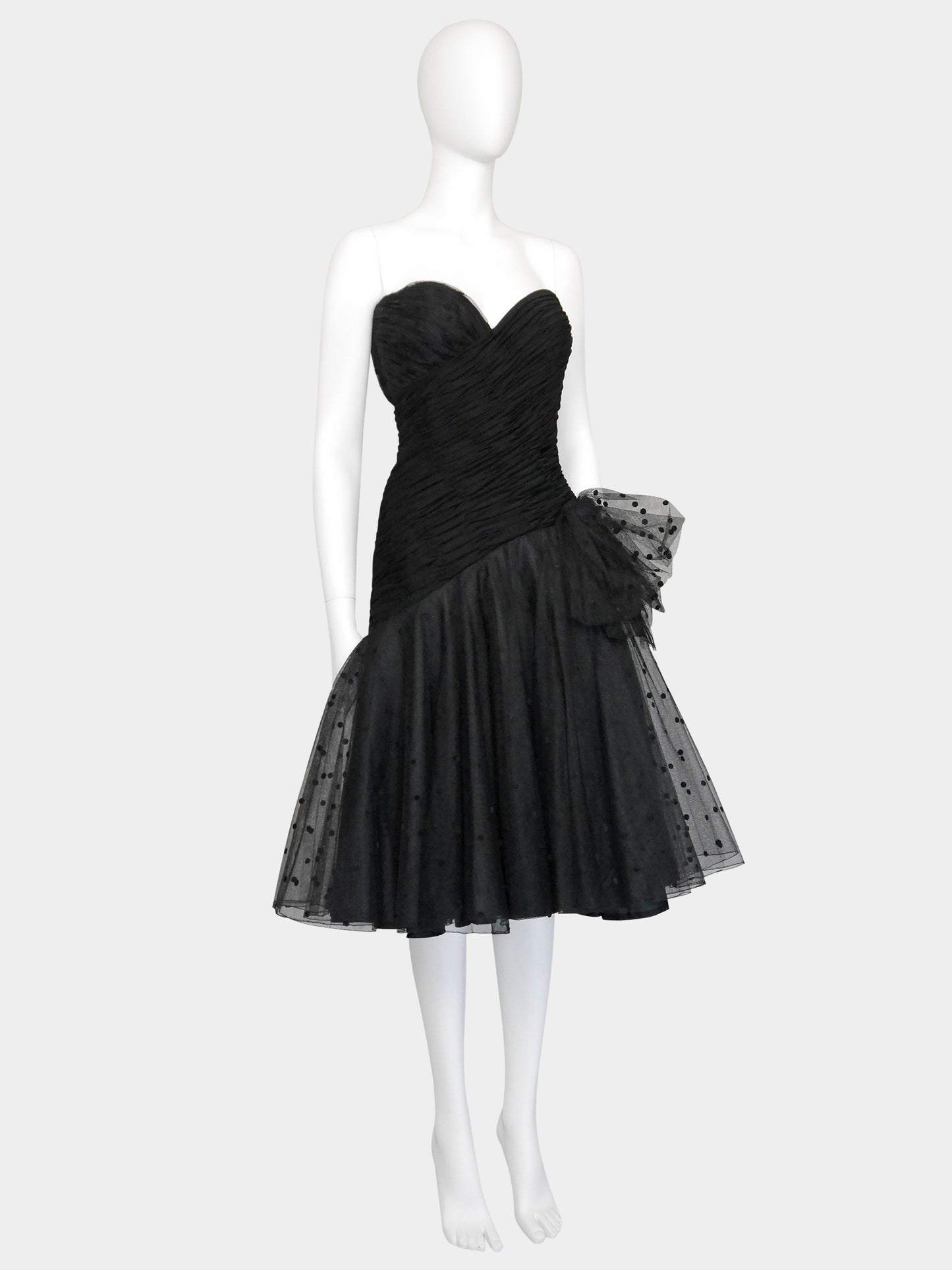 LORIS AZZARO 1980s Vintage Tulle Cocktail Evening Dress Size XS-S