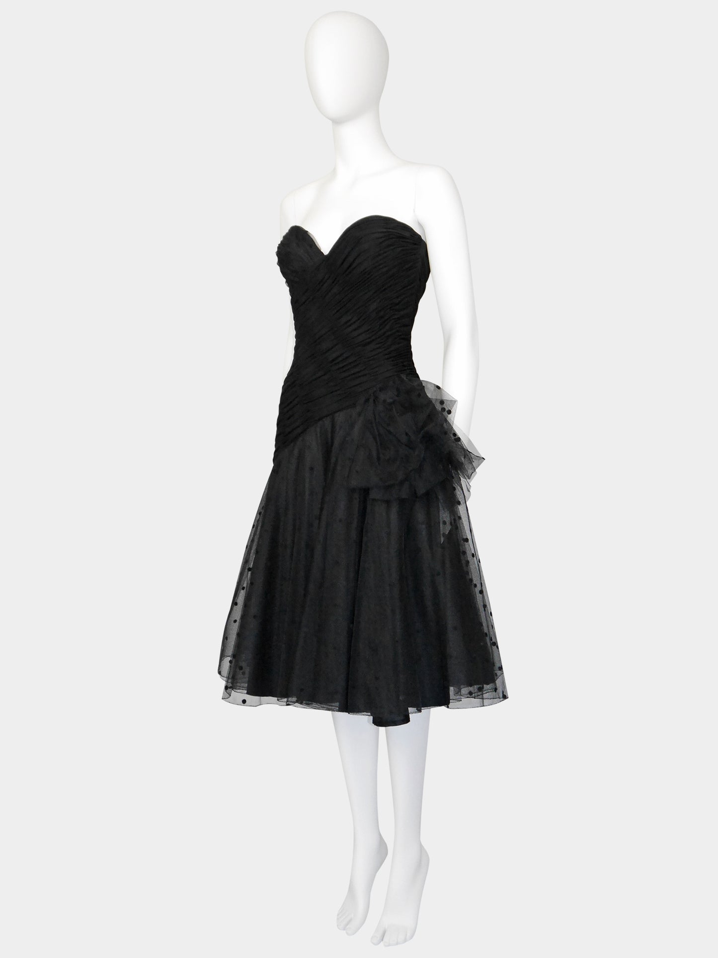 LORIS AZZARO 1980s Vintage Tulle Cocktail Evening Dress Size XS-S