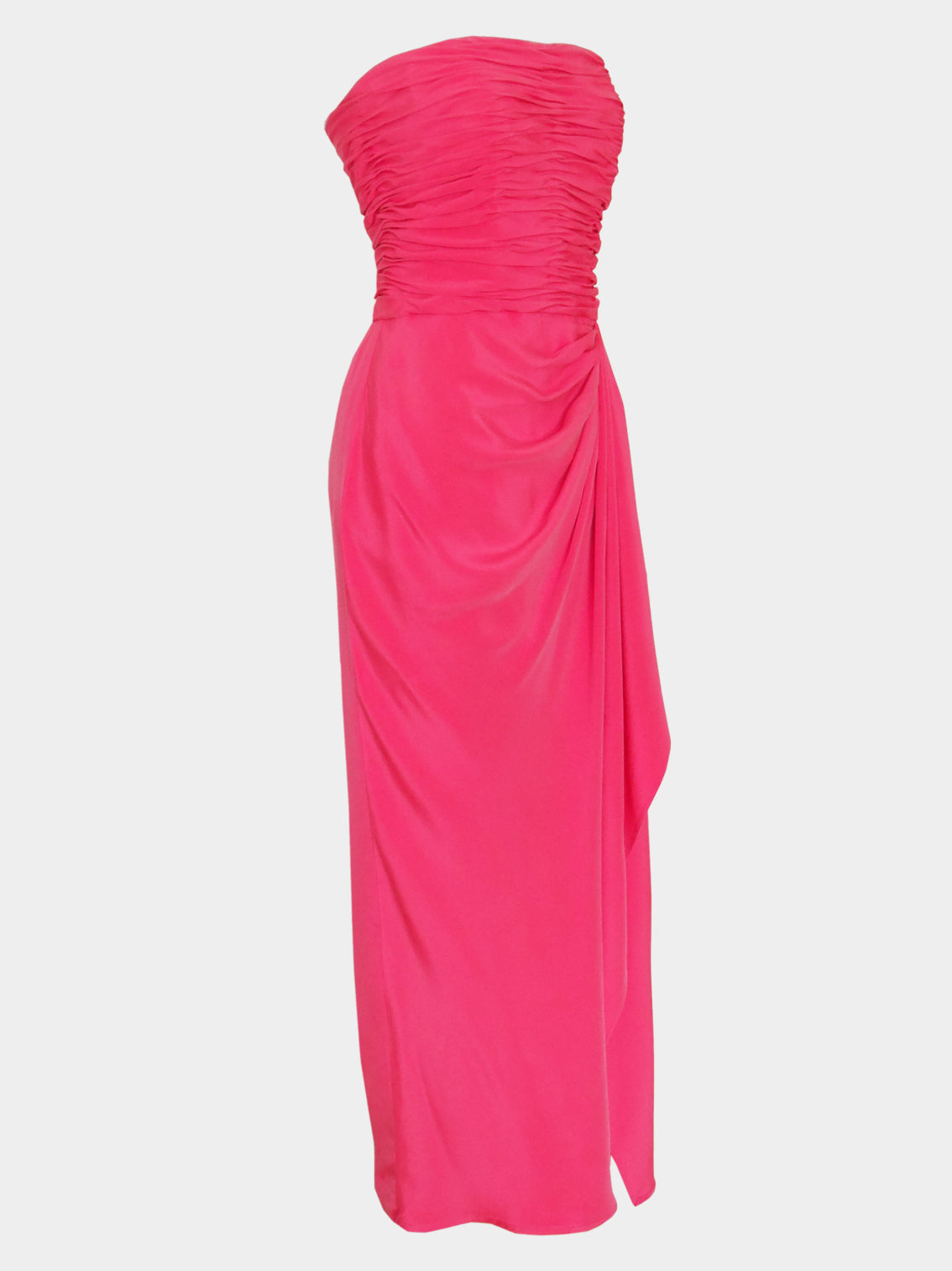 LORIS AZZARO Vintage Pink Draped Silk Maxi Evening Gown Pink Size S