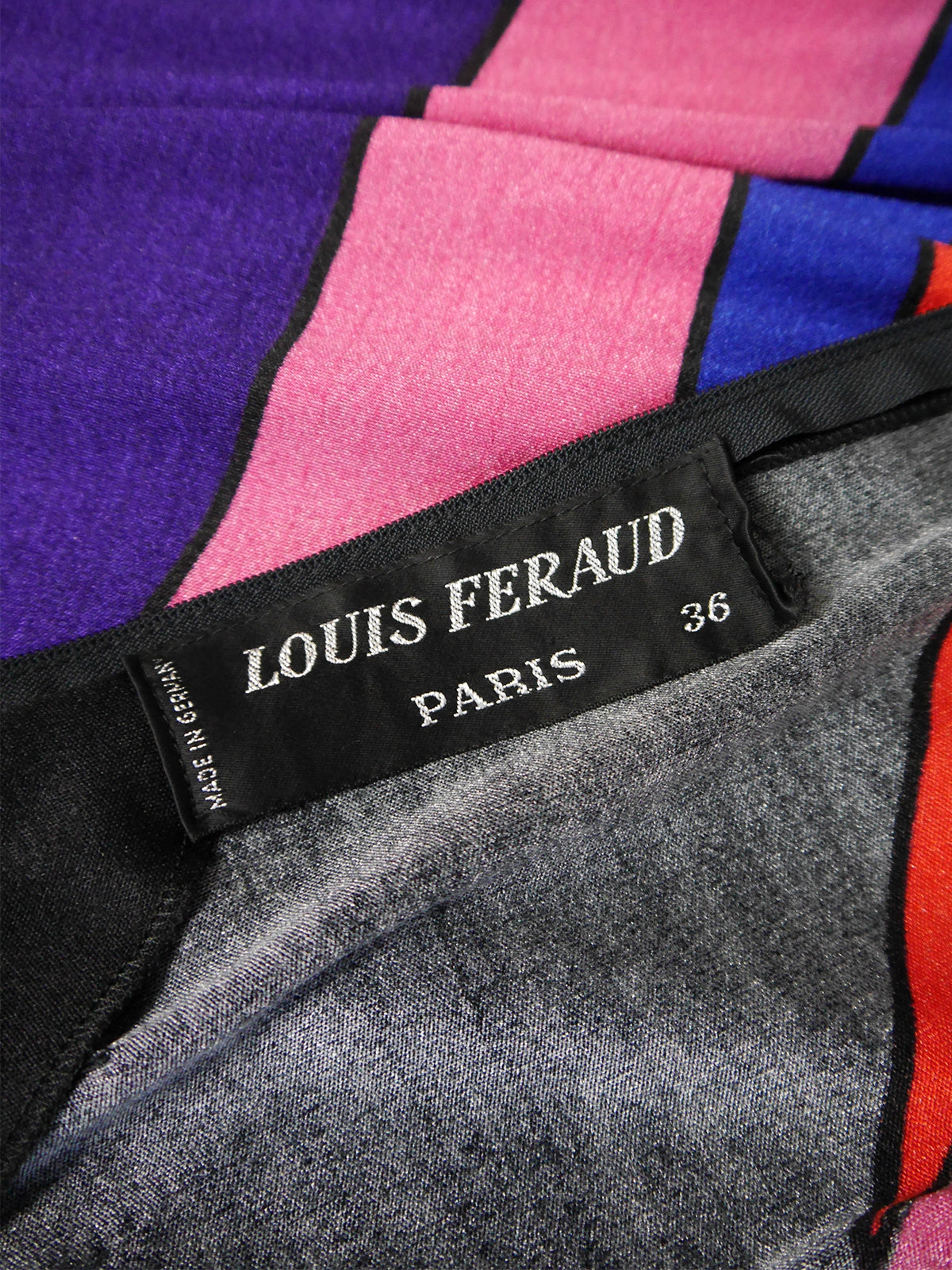 LOUIS FÉRAUD 1960s 1970s Vintage Psychedelic Graphic Print Maxi Dress & Scarf Size XS